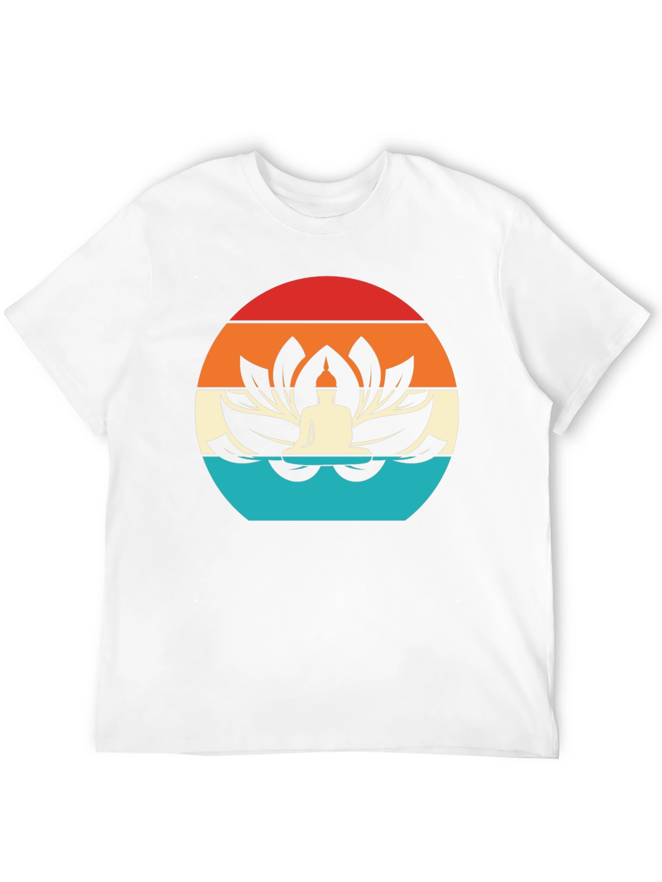 Camiseta Hombre Buda Flor de Loto Diseño Retro
