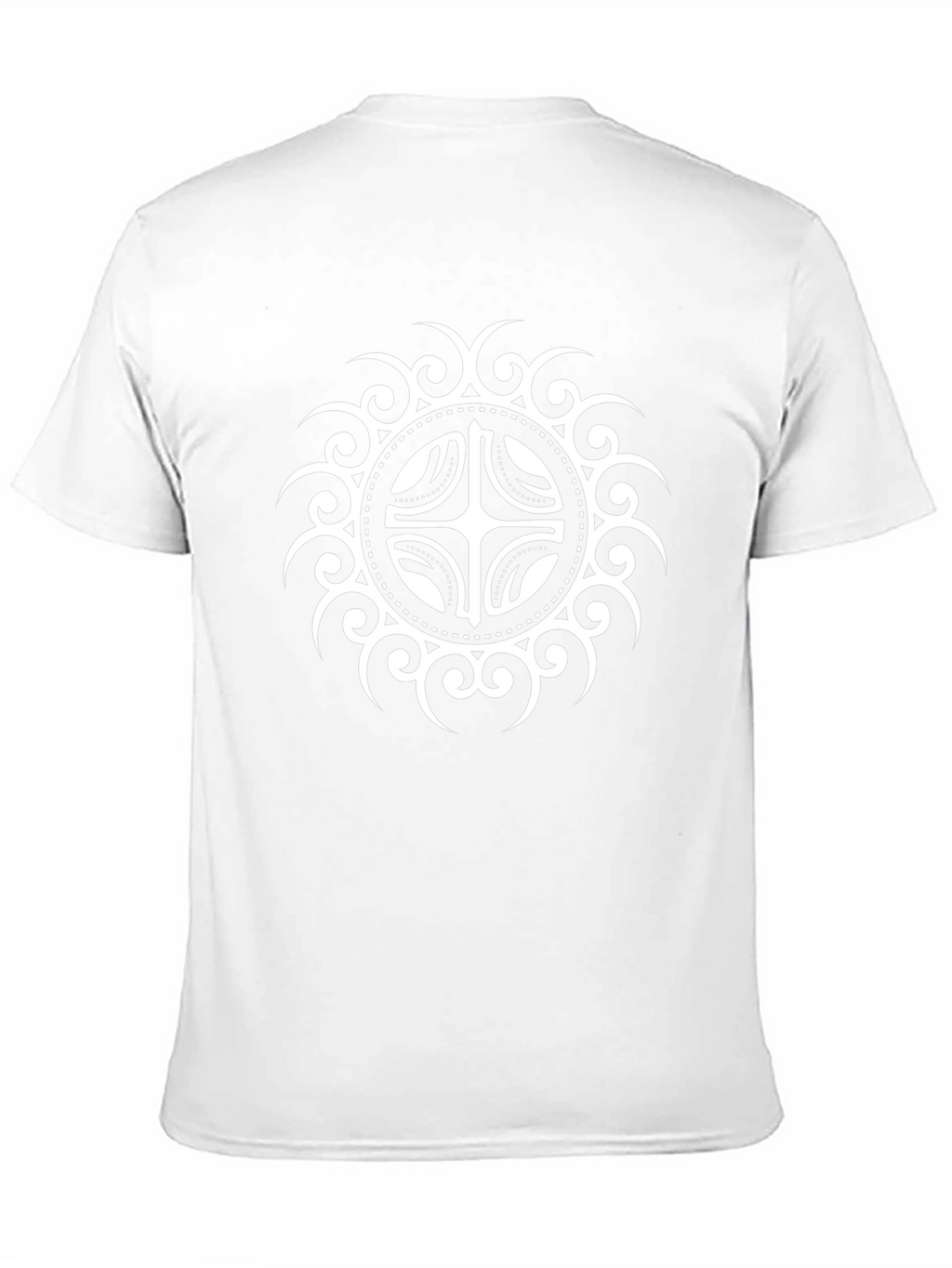 Camiseta Negra con Diseño Circular Abstracto Blanco