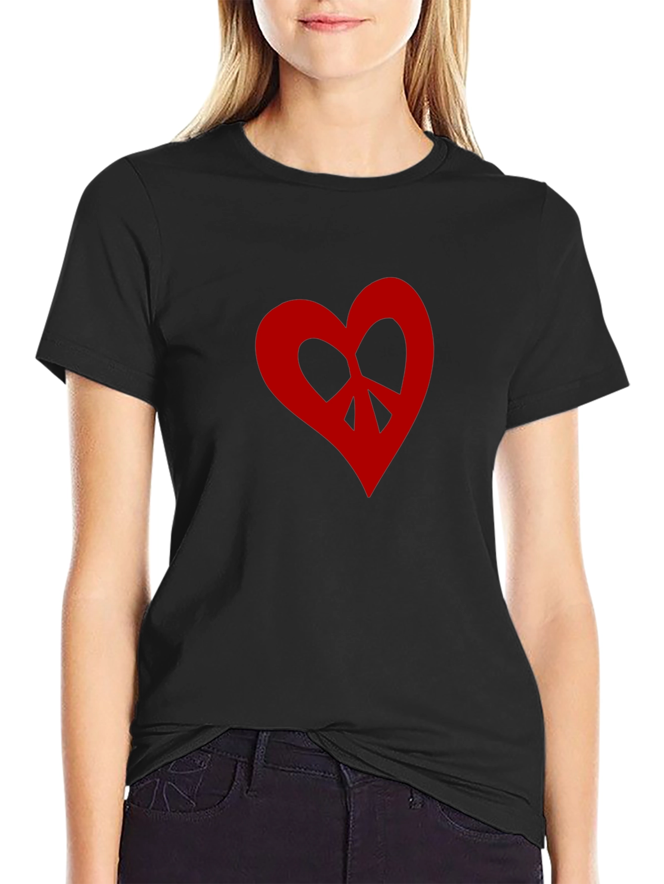 Camiseta Negra con Corazón Peace