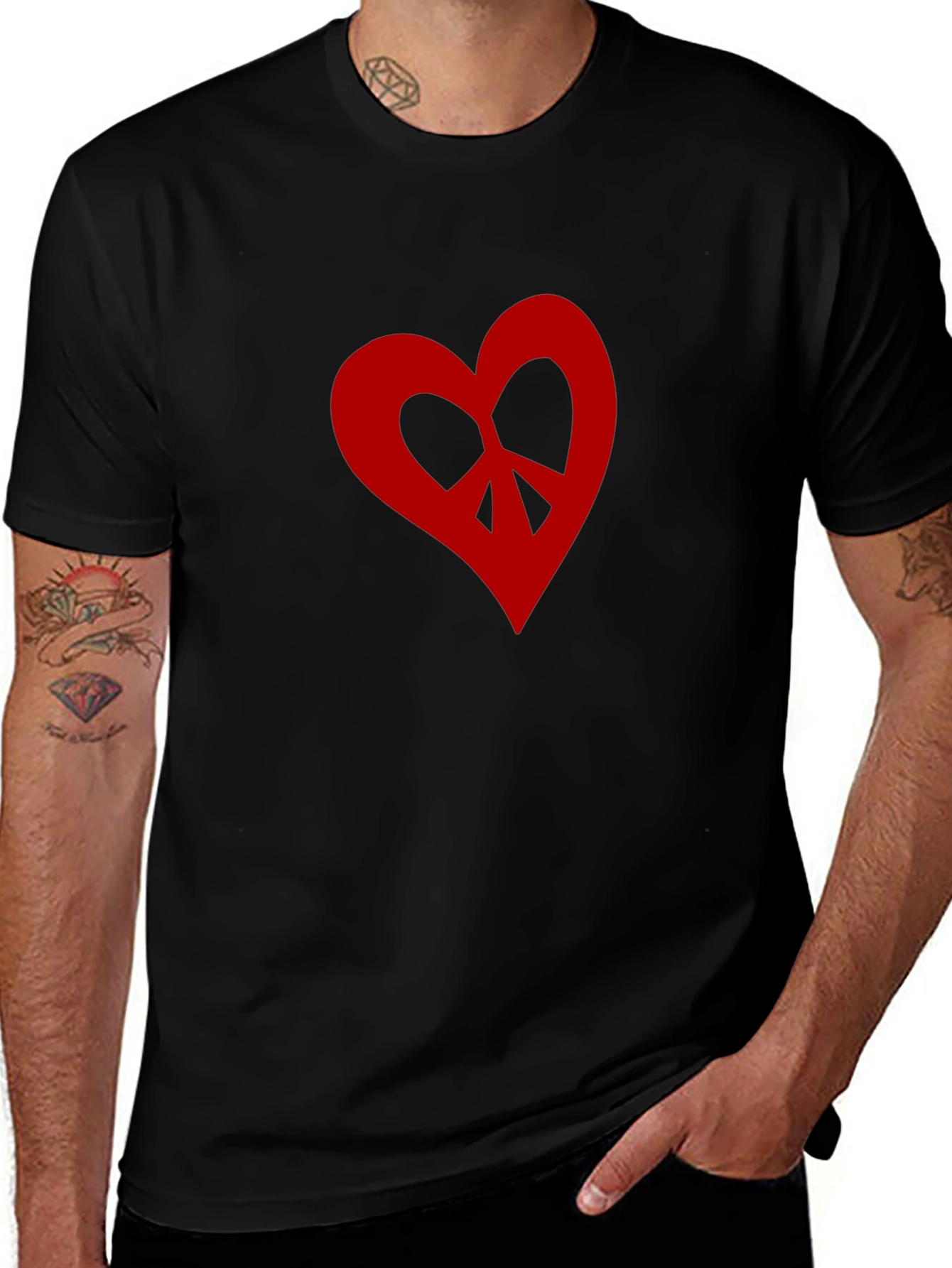 Camiseta Negra con Corazón Peace
