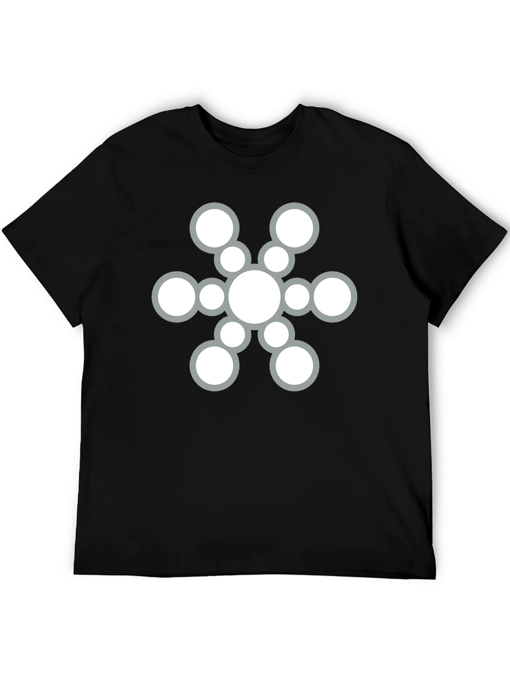 Camiseta Negra con Diseño de Círculos Abstracto