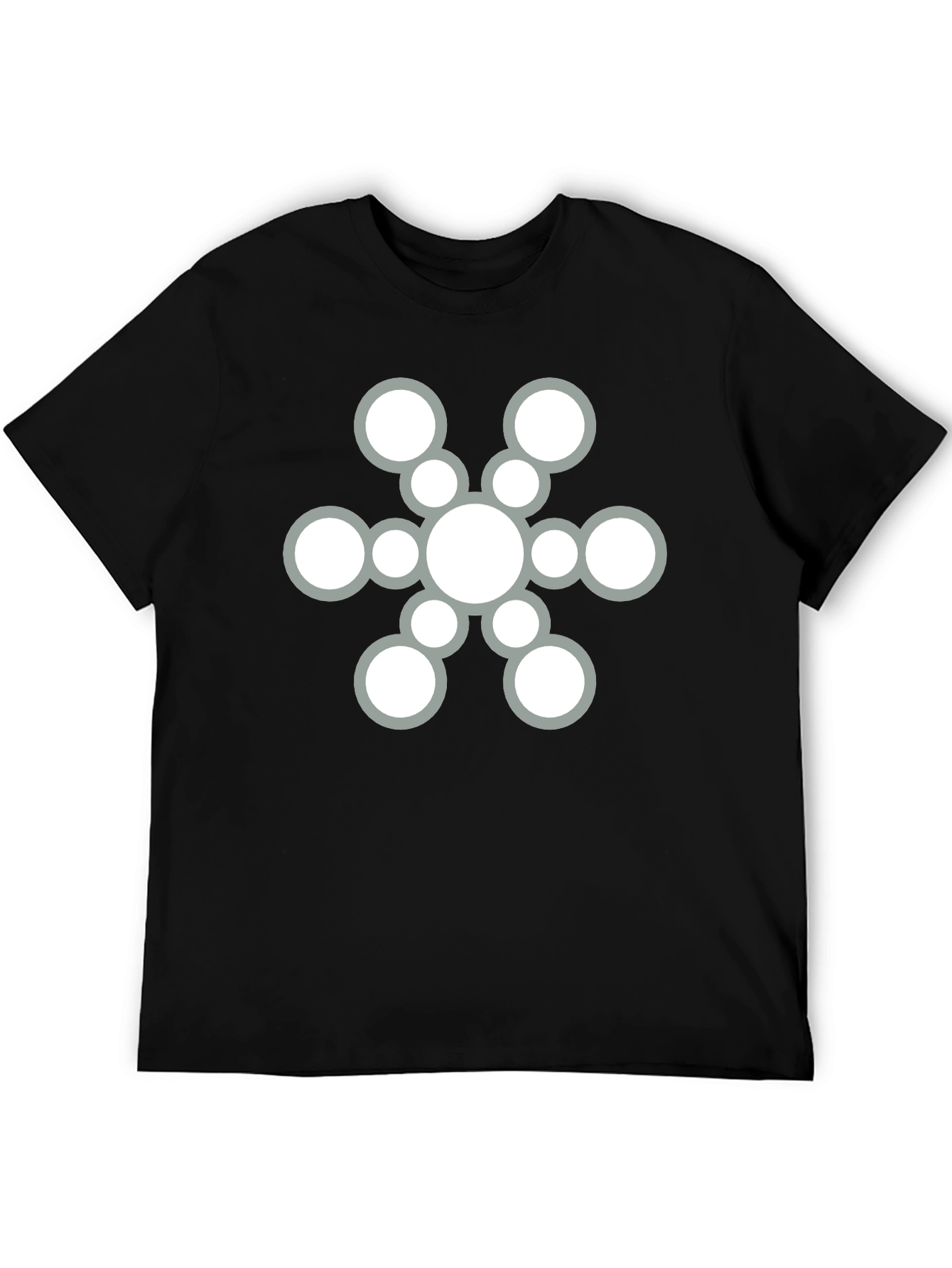 Camiseta Negra con Diseño de Círculos Abstracto