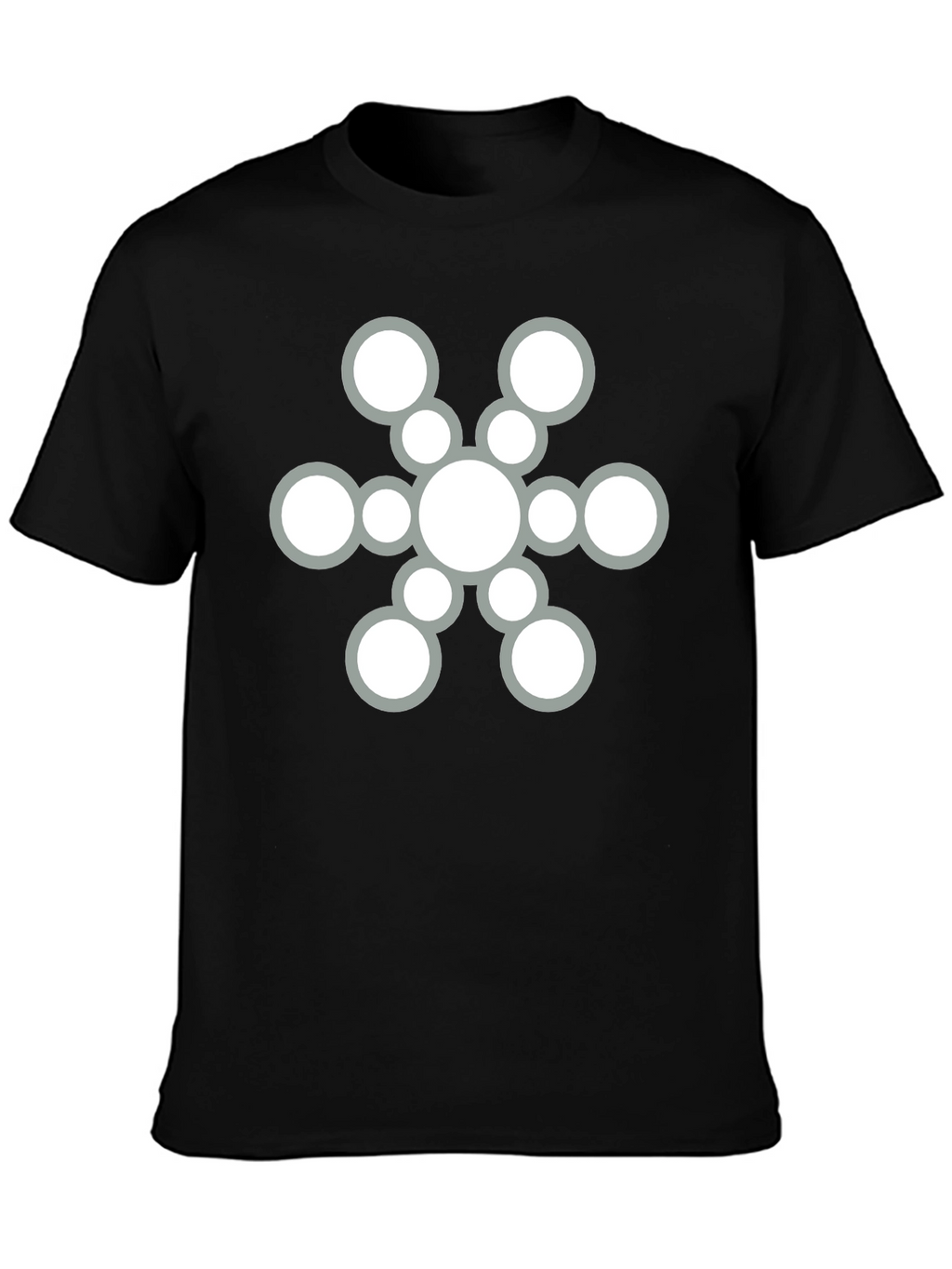 Camiseta Negra con Diseño de Círculos Abstracto
