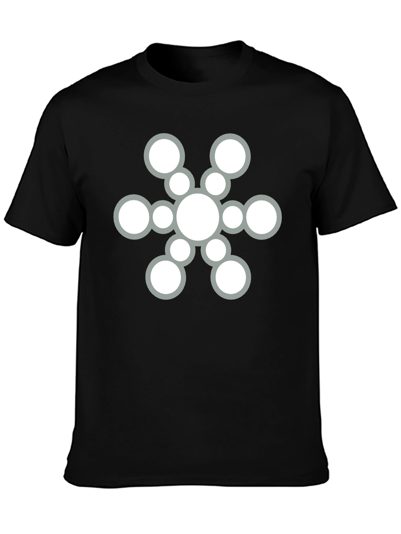 Camiseta Negra con Diseño de Círculos Abstracto