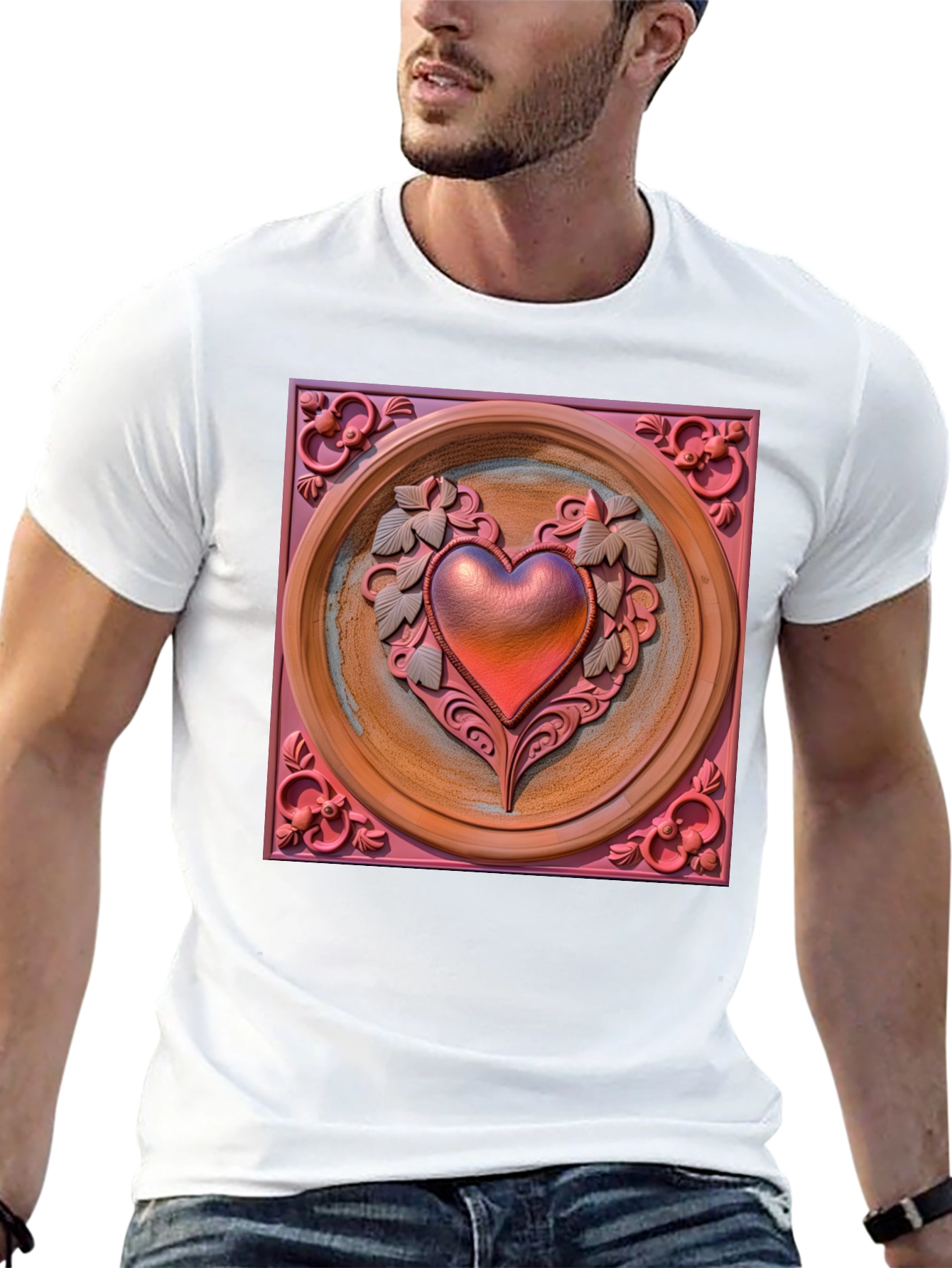 Camiseta Negra con Corazón Decorativo