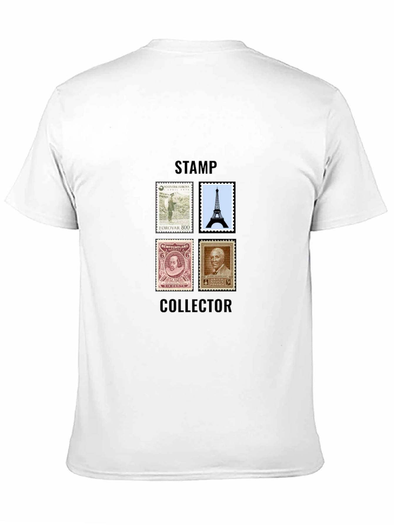 Camiseta Negra Coleccionista de Sellos Vintage