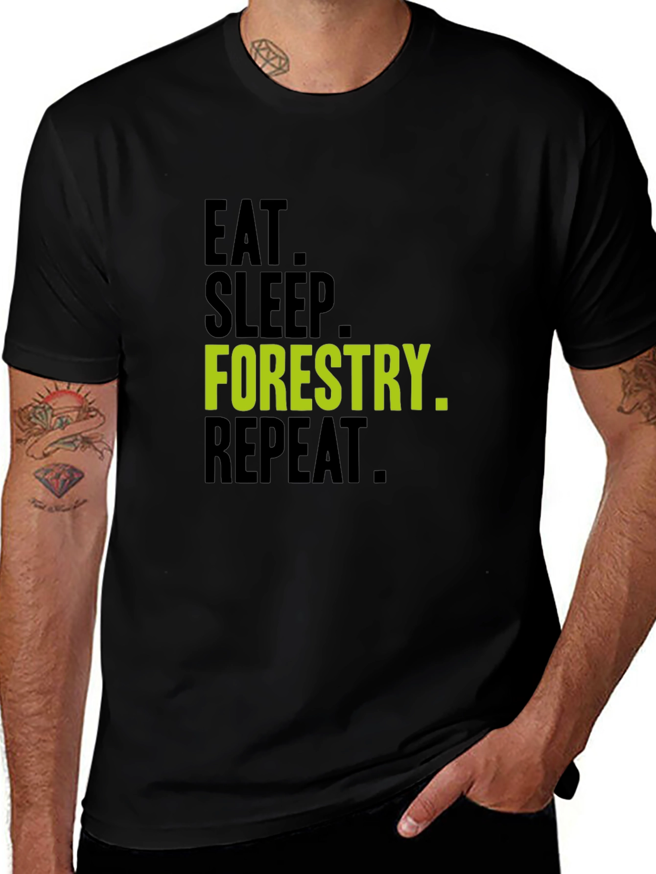 Camiseta Negra - Eat Sleep Forestry Repeat