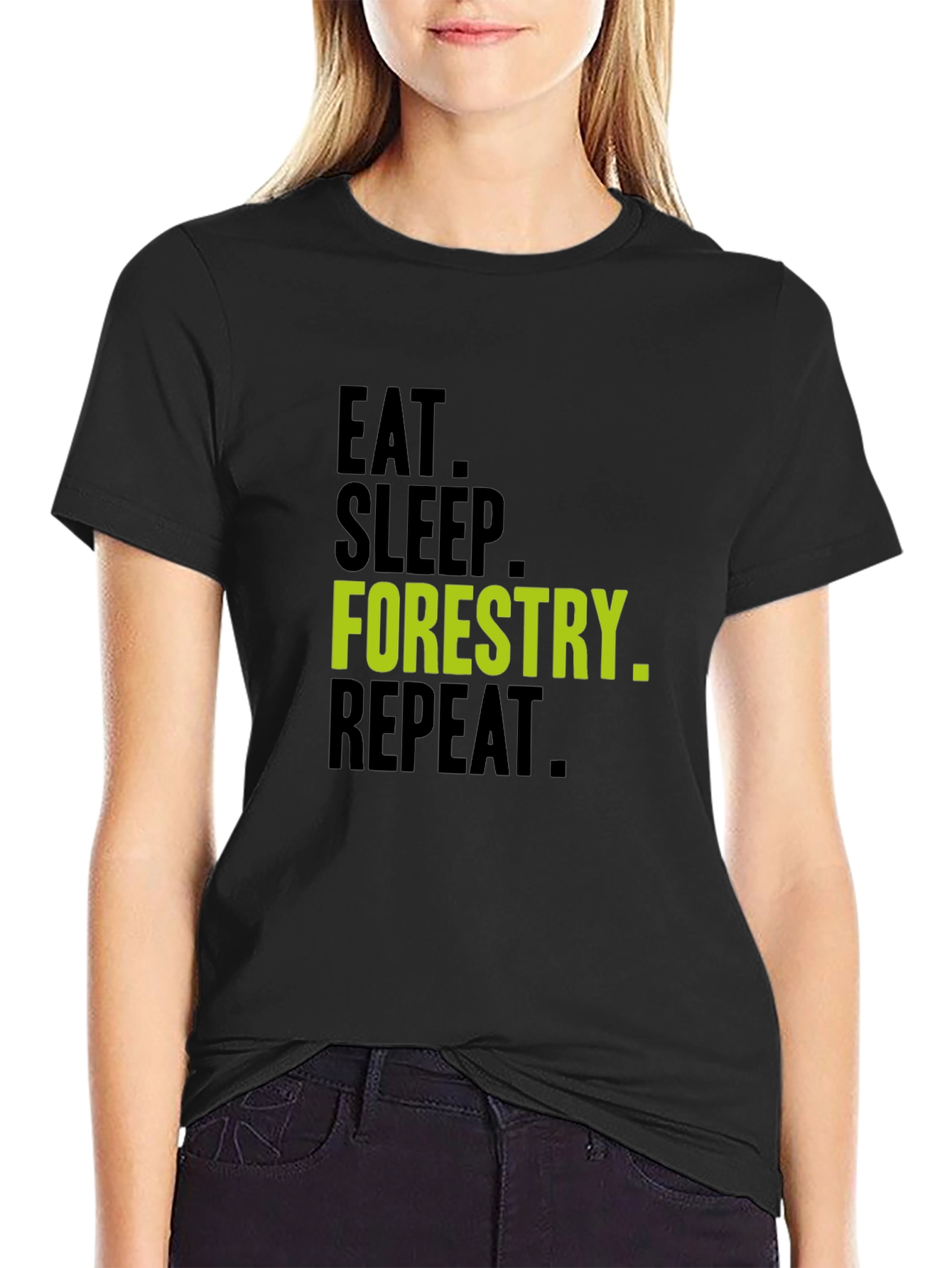 Camiseta Negra - Eat Sleep Forestry Repeat