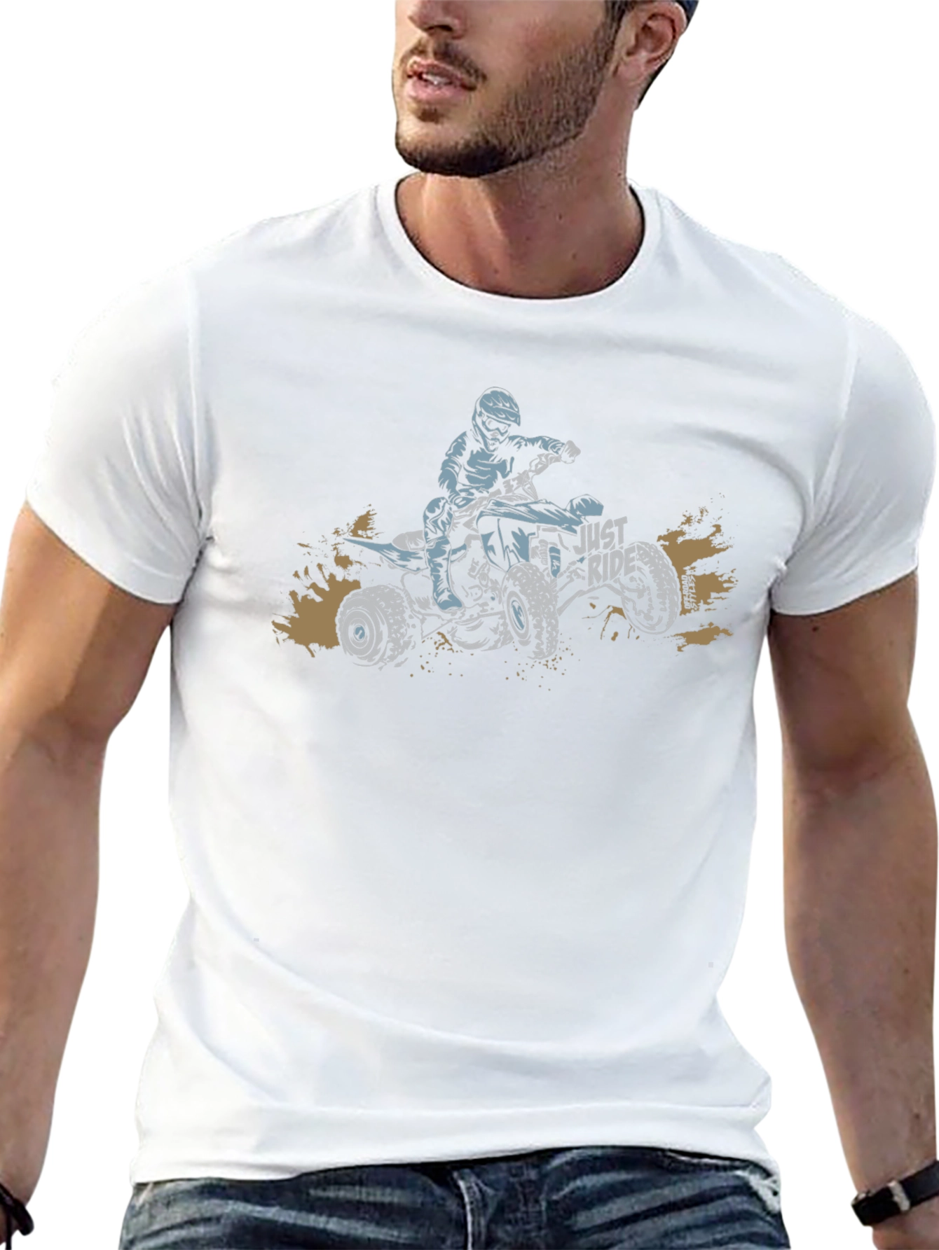 Camiseta Negra con Diseño de ATV Just Ride