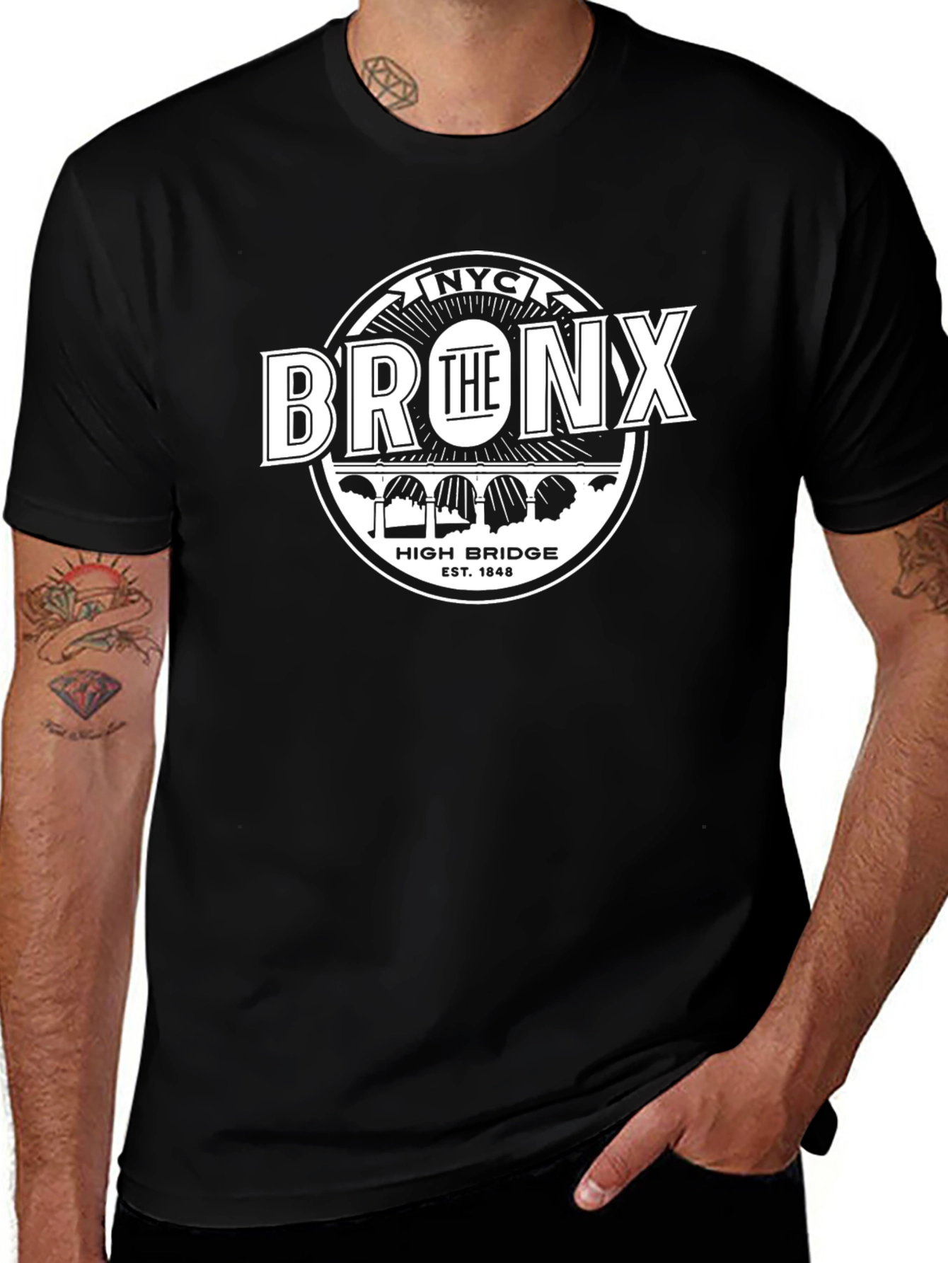 Camiseta Bronx NYC Vintage Estilo High Bridge para Hombre