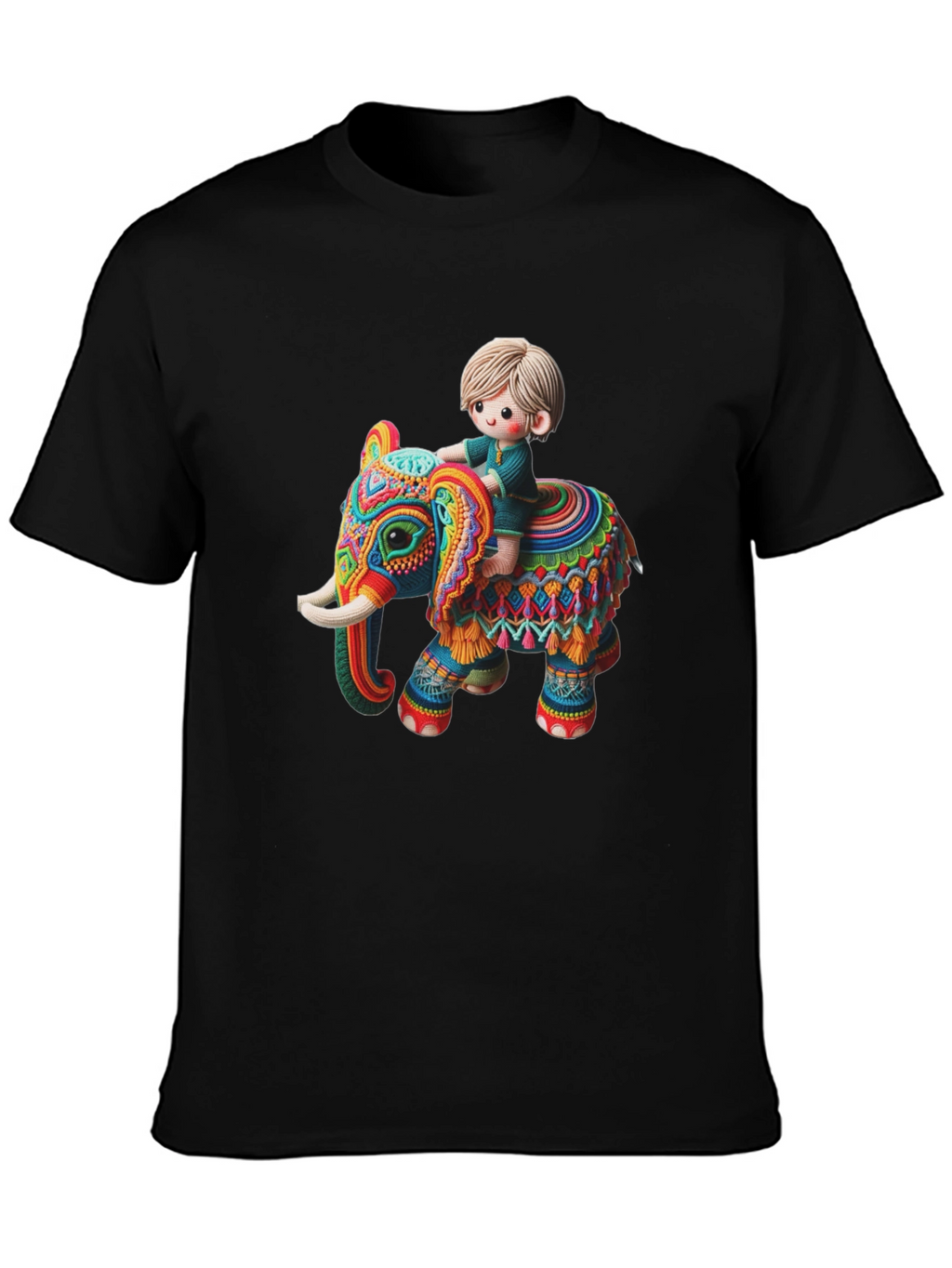 Camiseta Negra con Diseño de Elefante Infantil