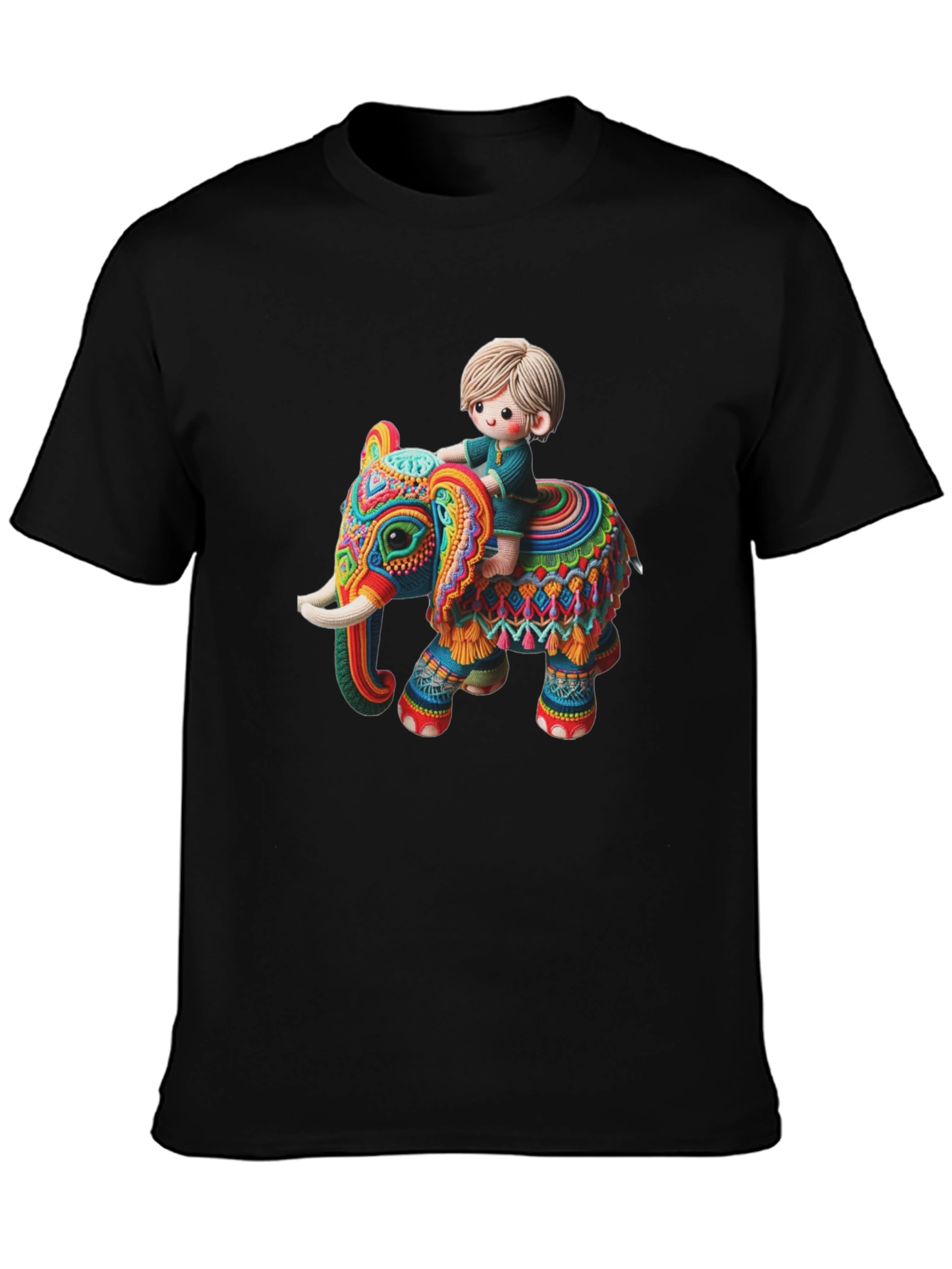 Camiseta Negra con Diseño de Elefante Infantil