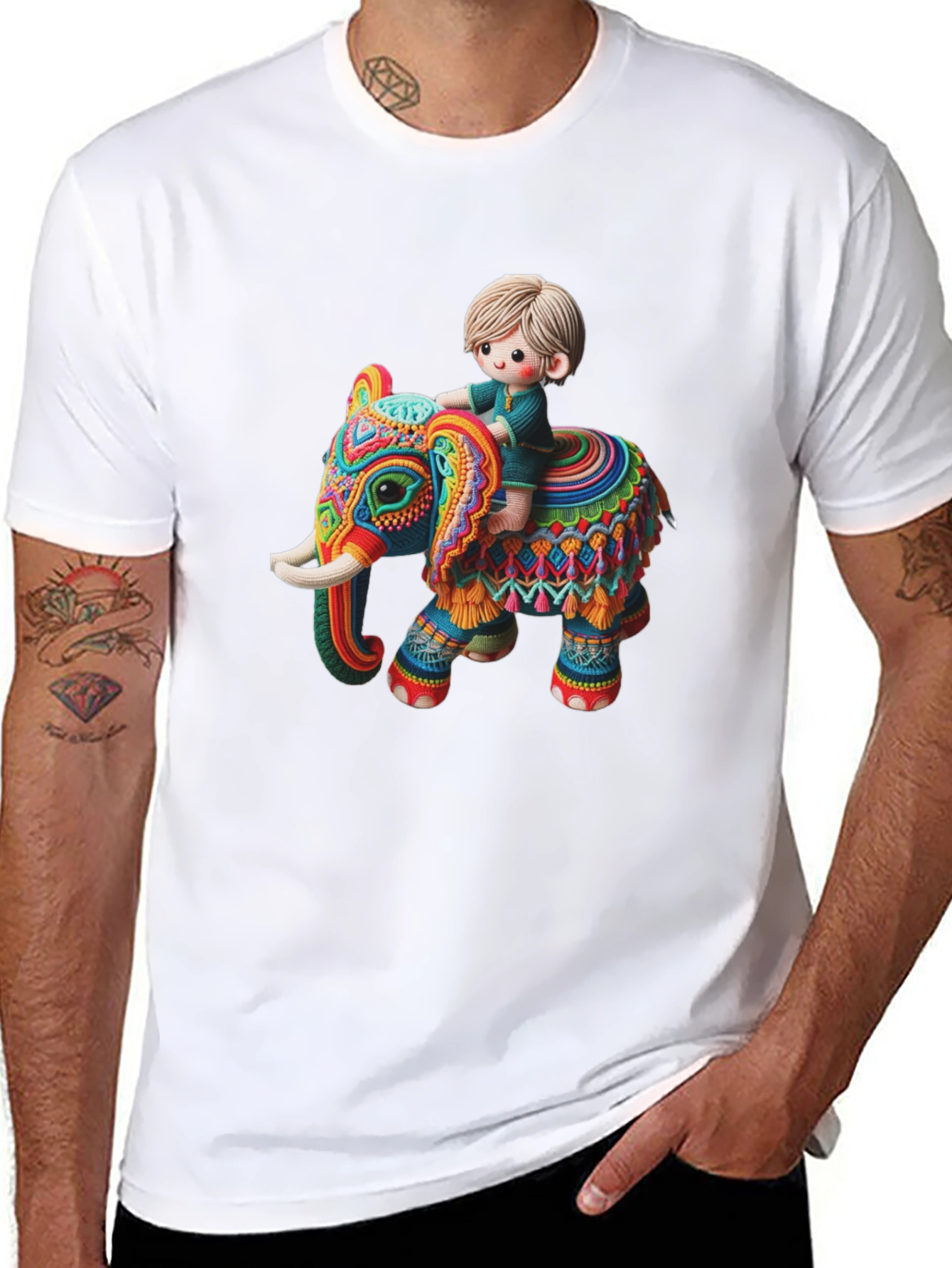 Camiseta Negra con Diseño de Elefante Infantil
