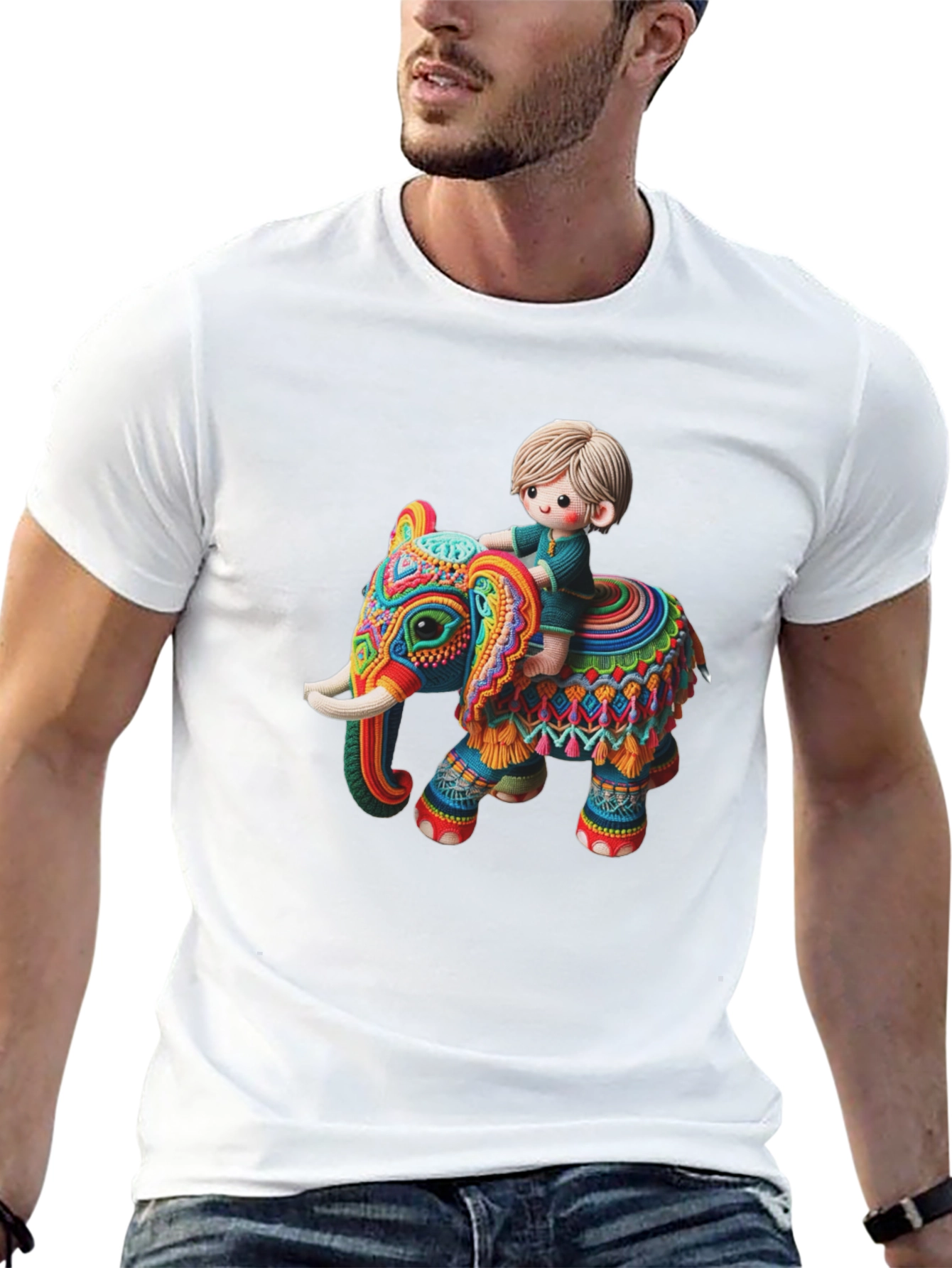 Camiseta Negra con Diseño de Elefante Infantil