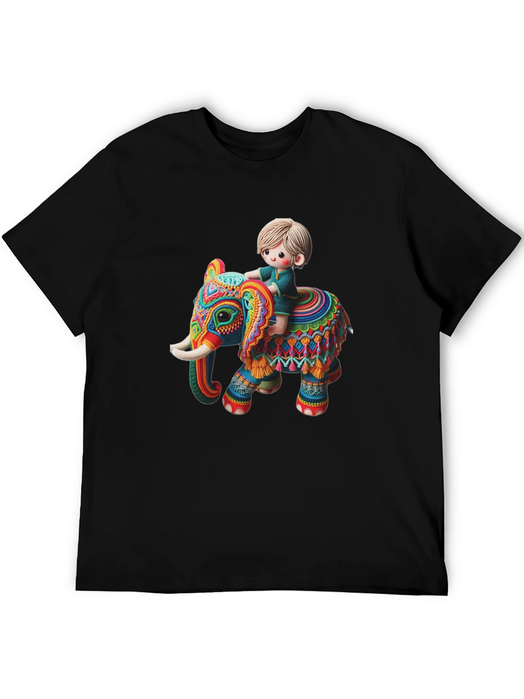 Camiseta Negra con Diseño de Elefante Infantil