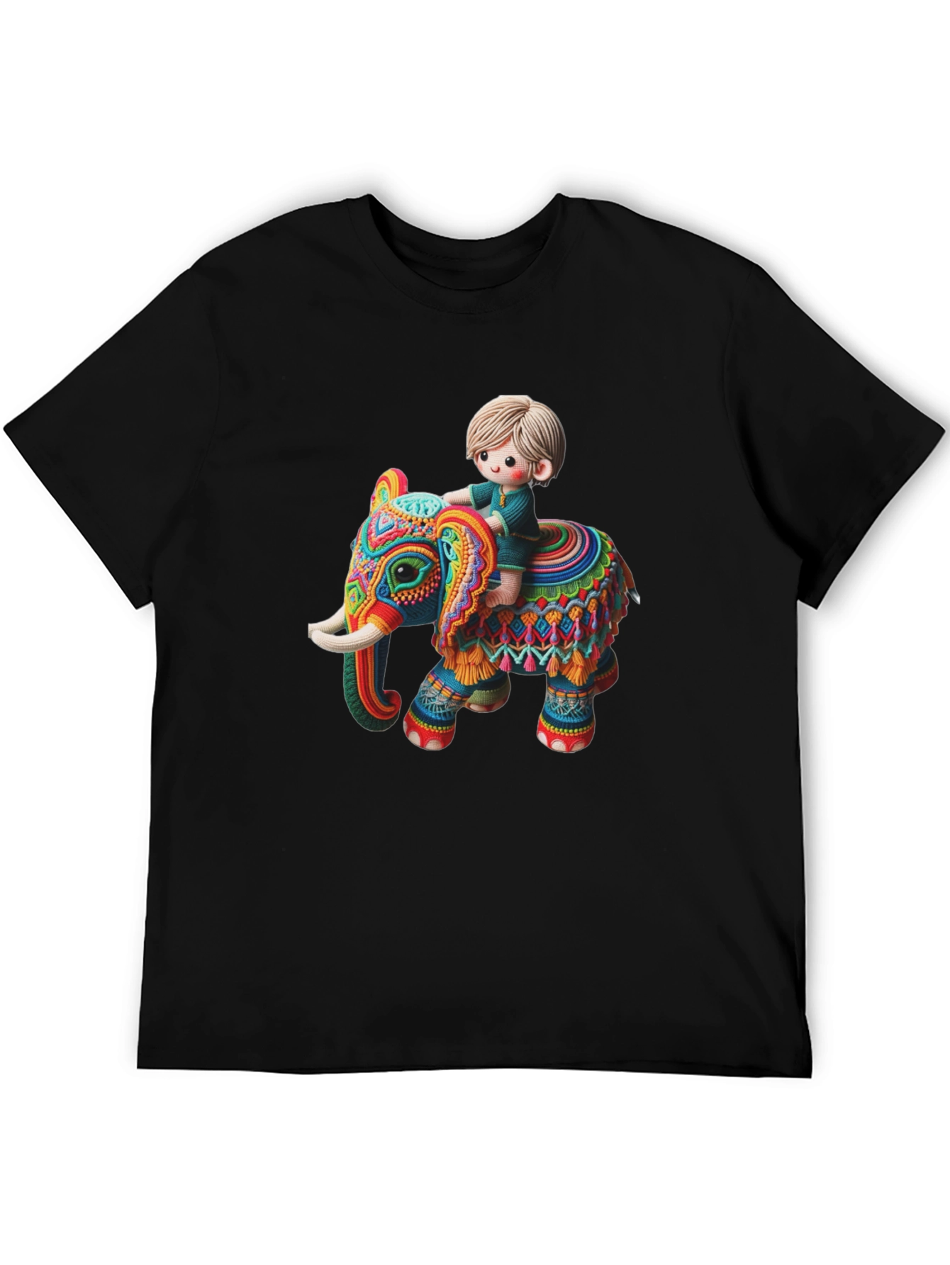 Camiseta Negra con Diseño de Elefante Infantil