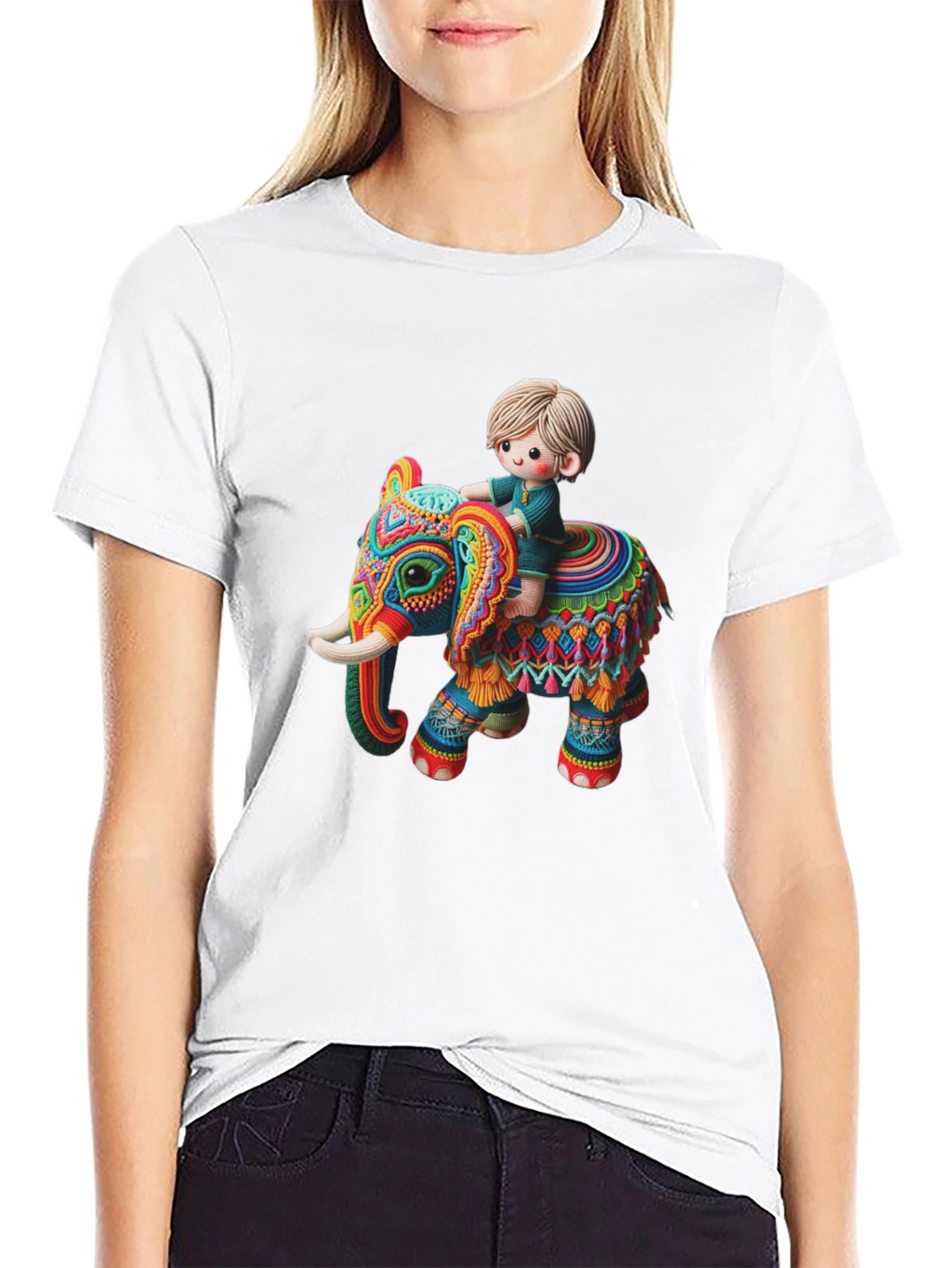 Camiseta Negra con Diseño de Elefante Infantil