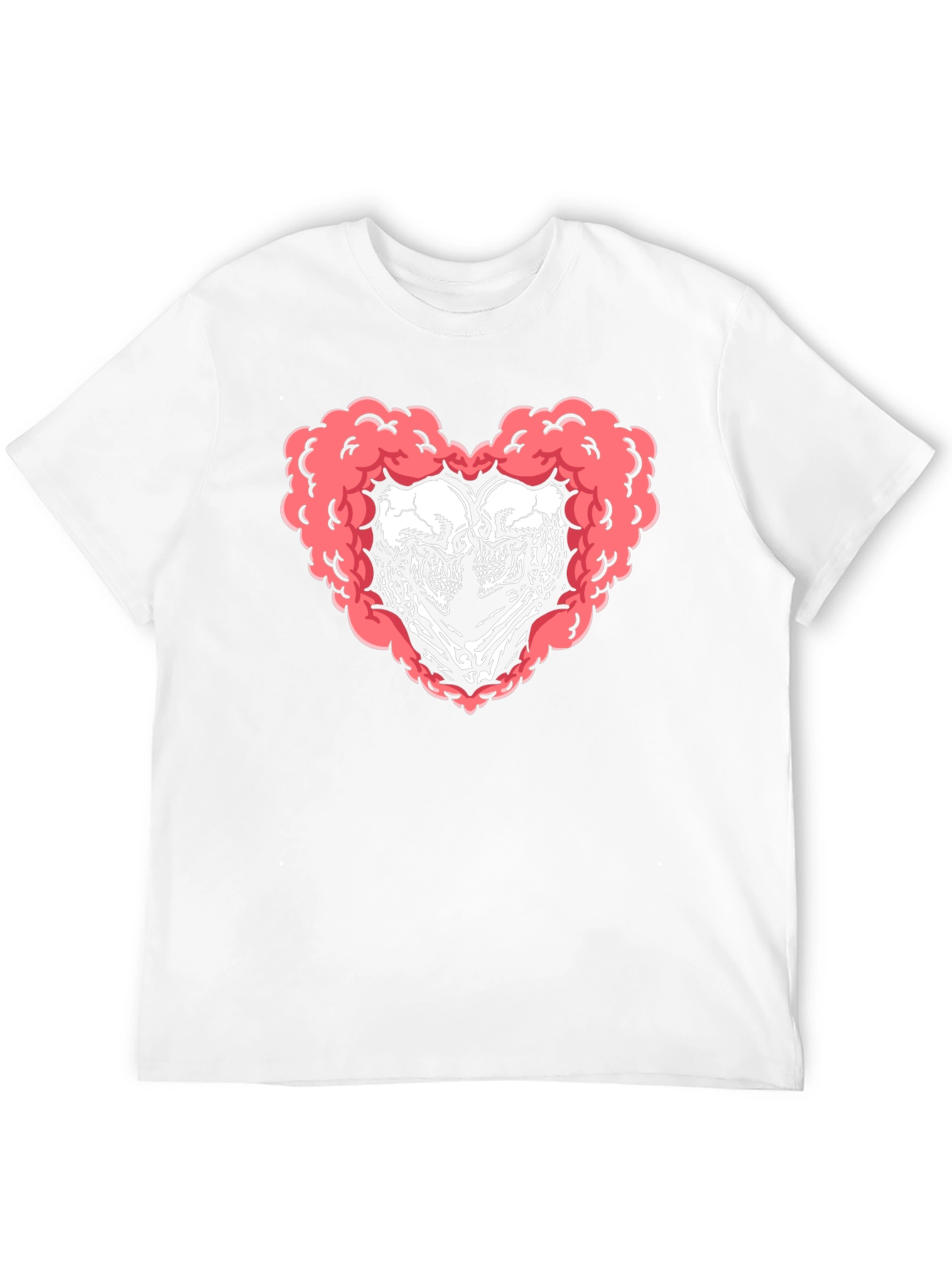 Camiseta Negra con Diseño de Corazón de Calaveras