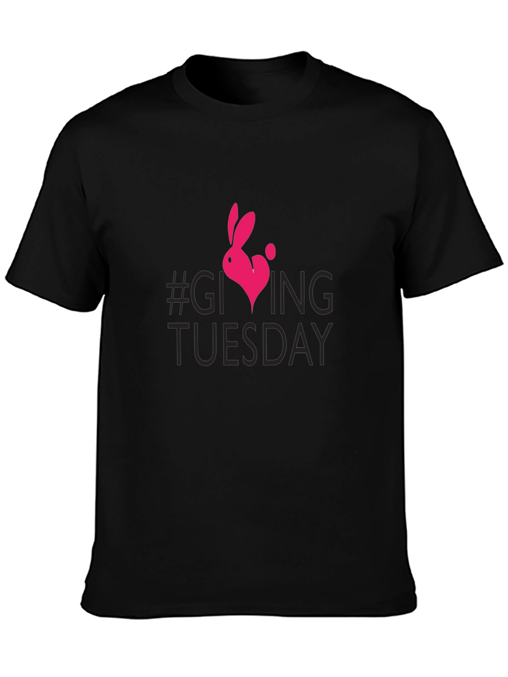 Camiseta Negra #GivingTuesday con Conejo Corazón