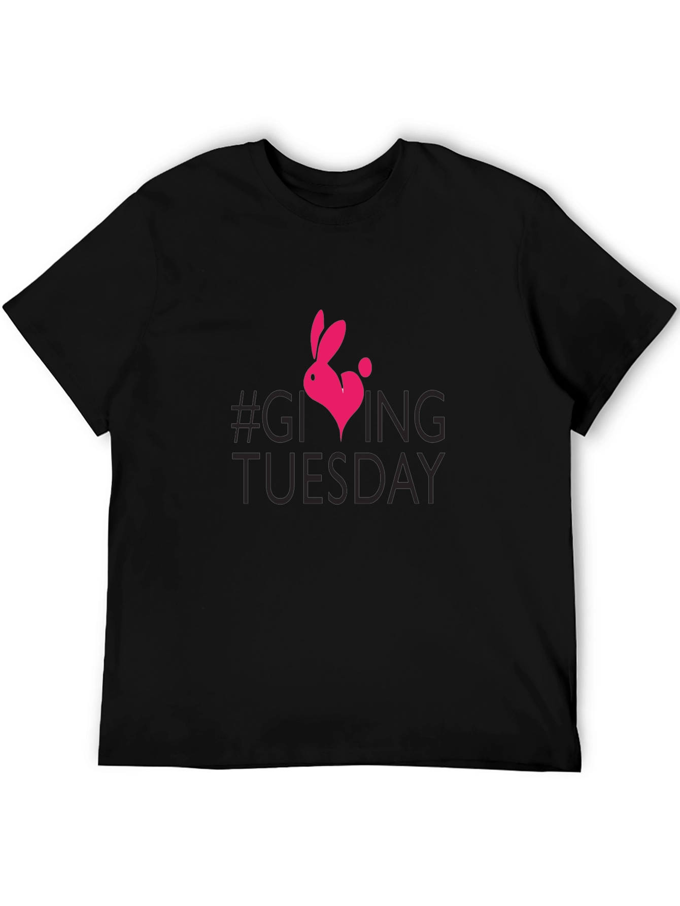 Camiseta Negra #GivingTuesday con Conejo Corazón