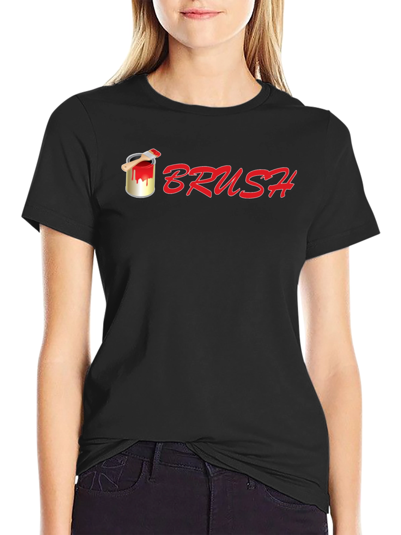 Camiseta Negra Brush con Diseño de Pintura