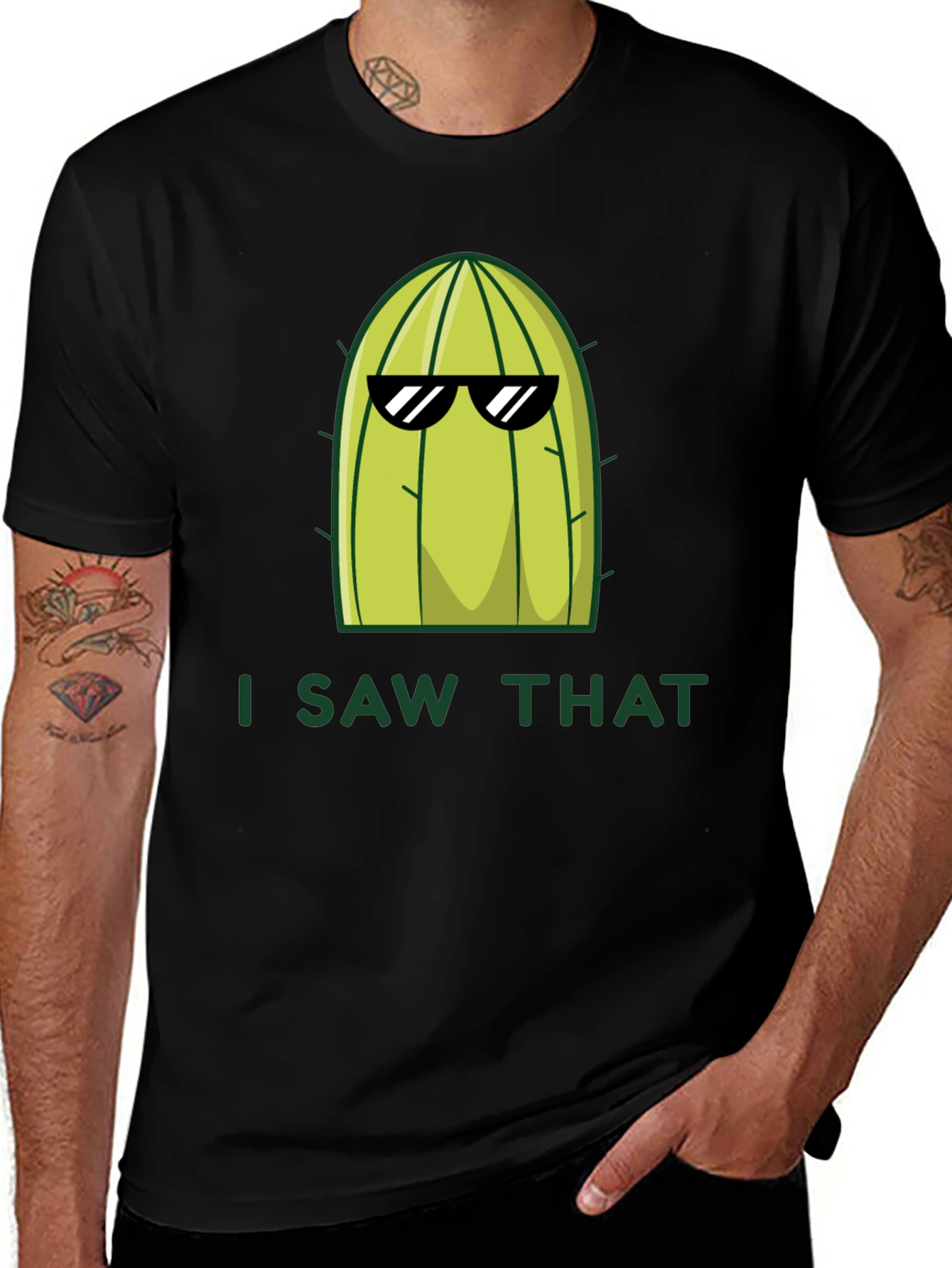 Camiseta Negra Cactus con Gafas - ¡Lo Vi Todo!