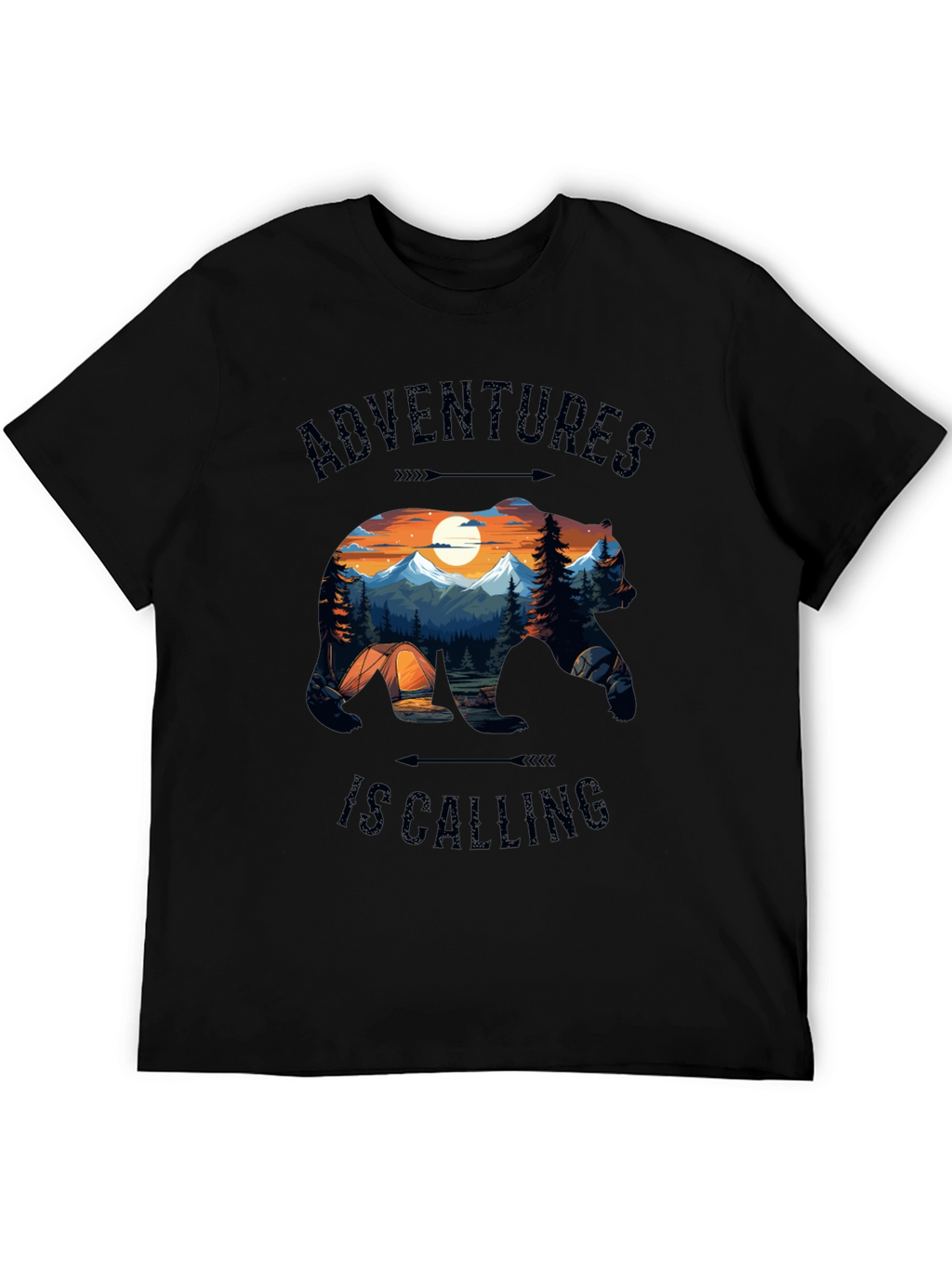 Camiseta Negra Adventures Is Calling Estilo Naturaleza