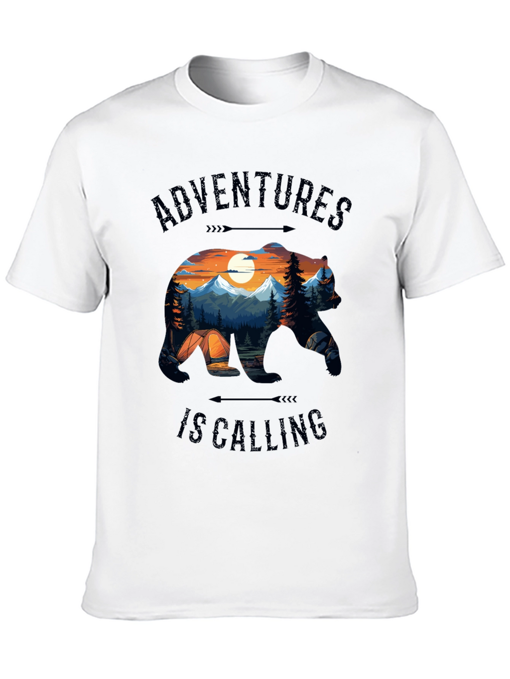 Camiseta Negra Adventures Is Calling Estilo Naturaleza