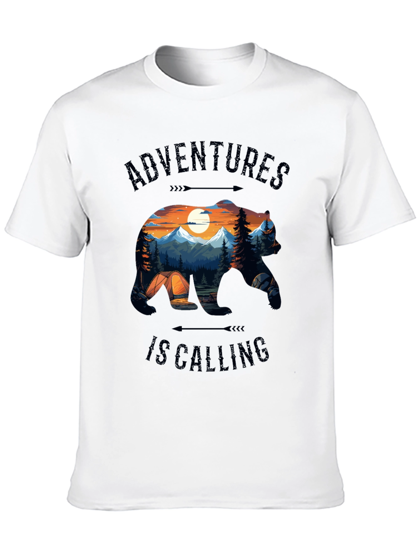 Camiseta Negra Adventures Is Calling Estilo Naturaleza