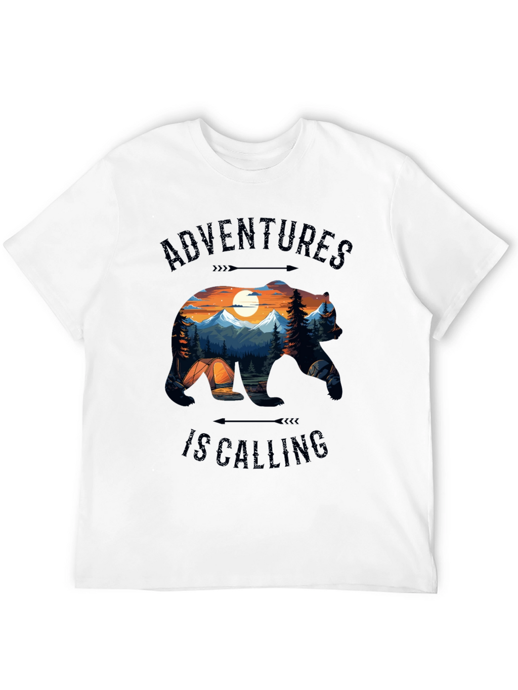 Camiseta Negra Adventures Is Calling Estilo Naturaleza