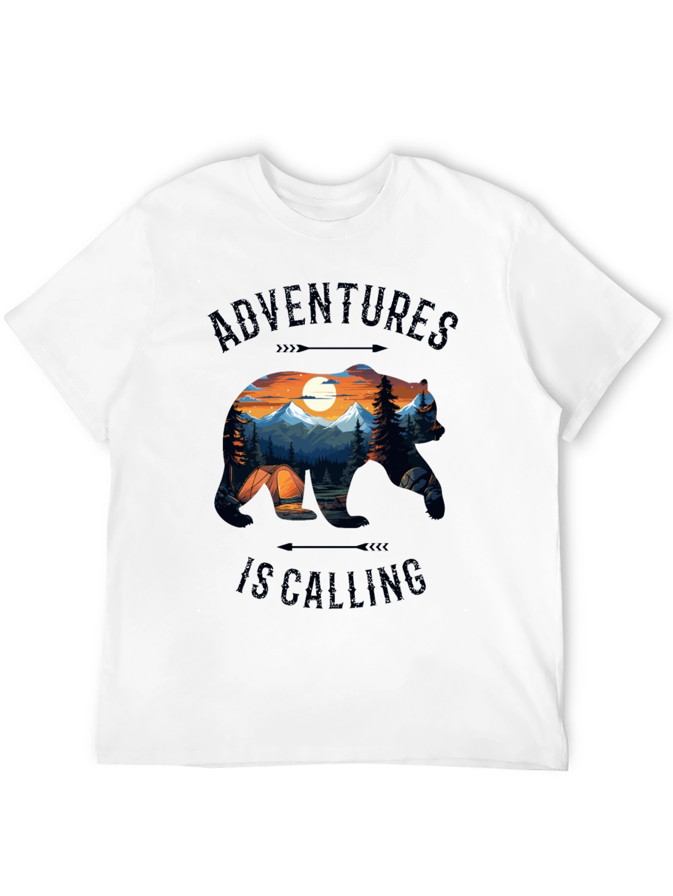 Camiseta Negra Adventures Is Calling Estilo Naturaleza