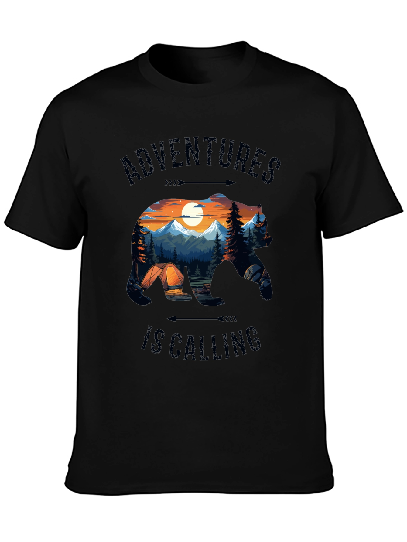 Camiseta Negra Adventures Is Calling Estilo Naturaleza