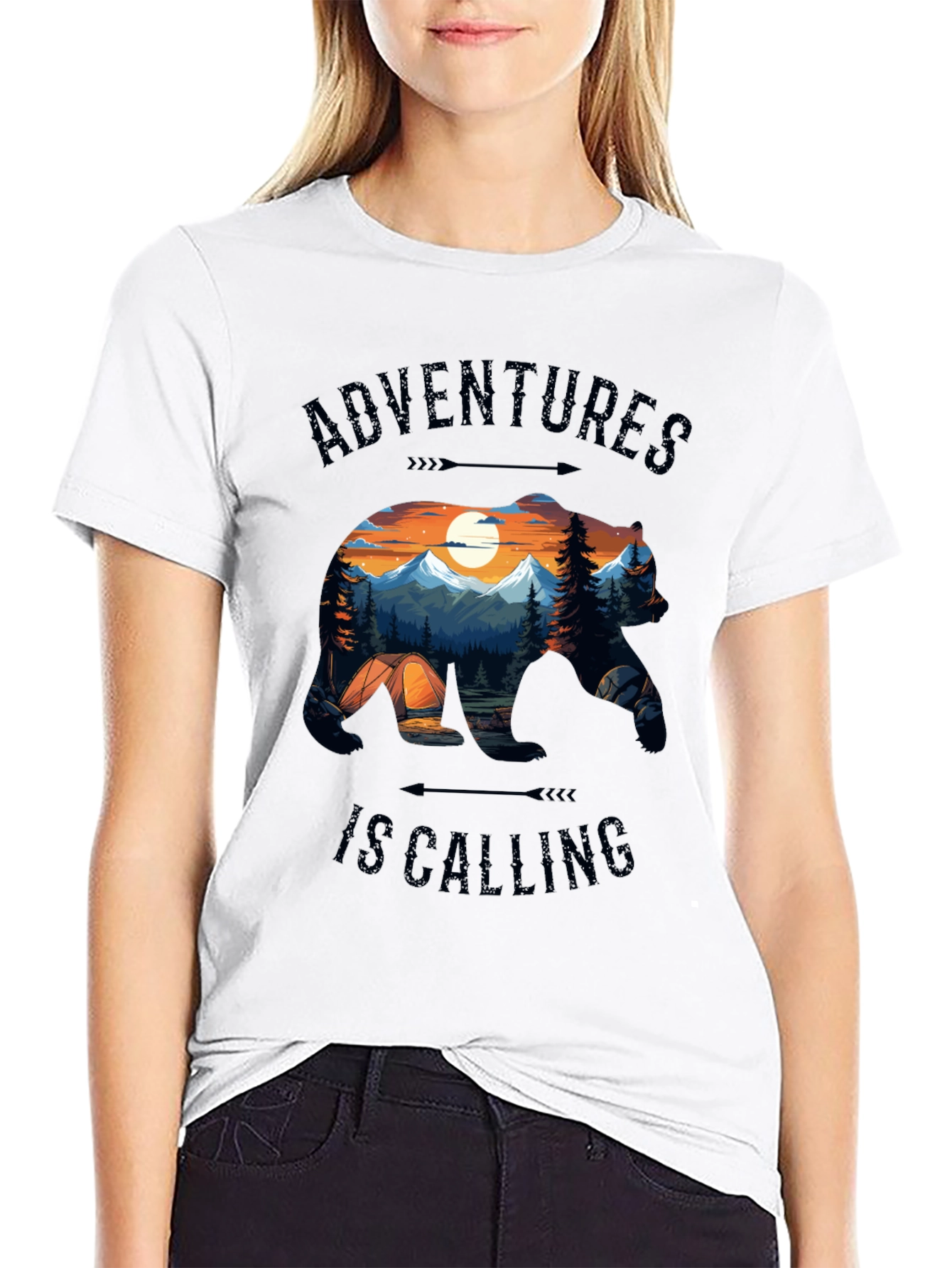 Camiseta Negra Adventures Is Calling Estilo Naturaleza