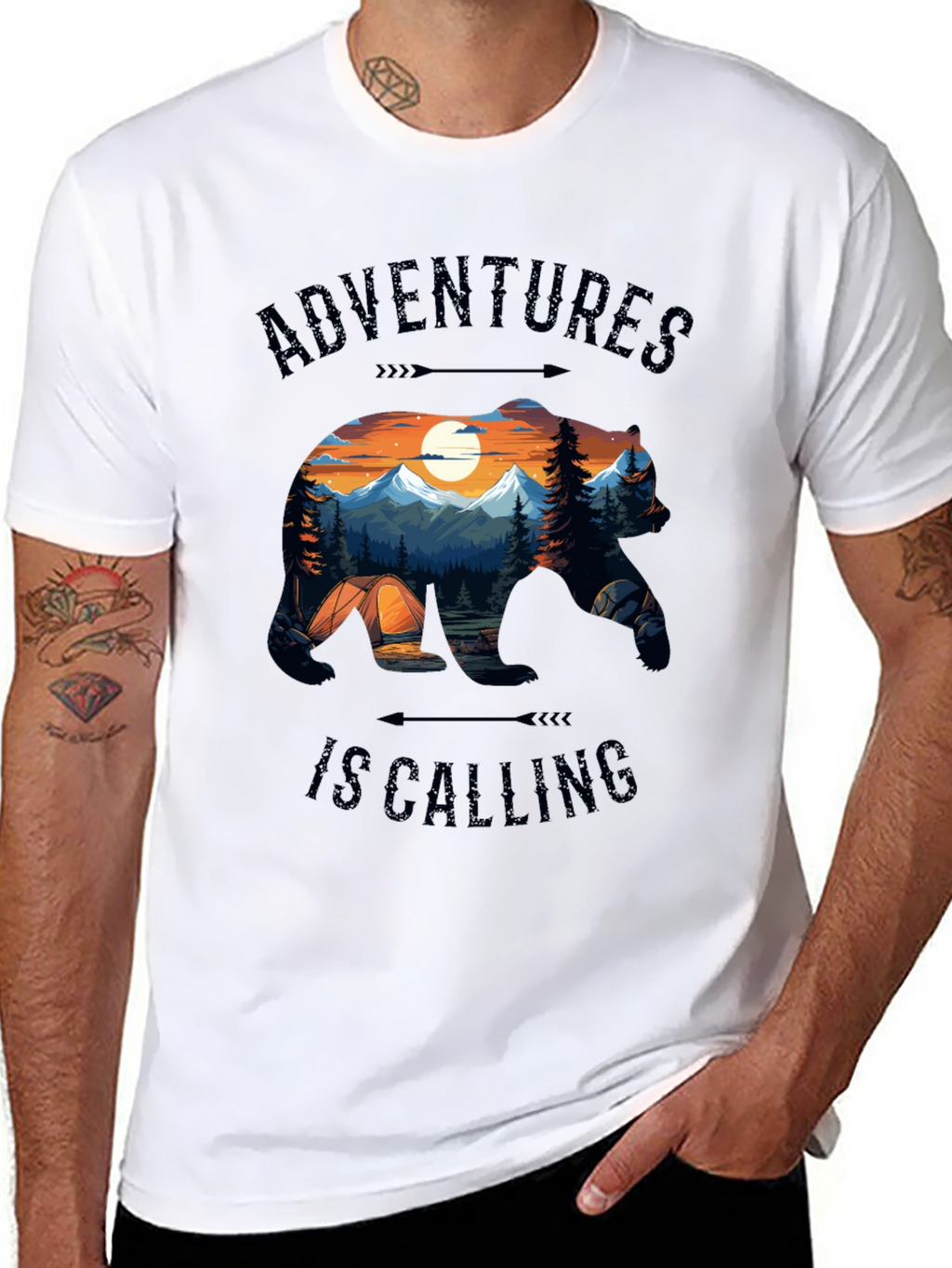 Camiseta Negra Adventures Is Calling Estilo Naturaleza