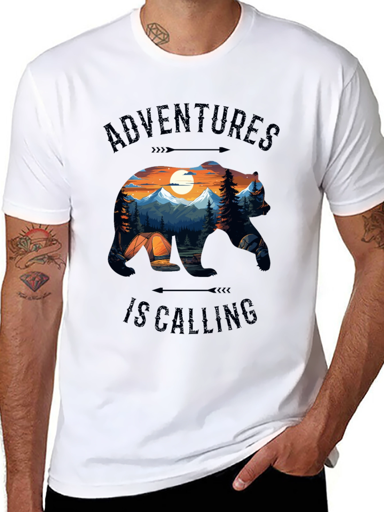 Camiseta Negra Adventures Is Calling Estilo Naturaleza