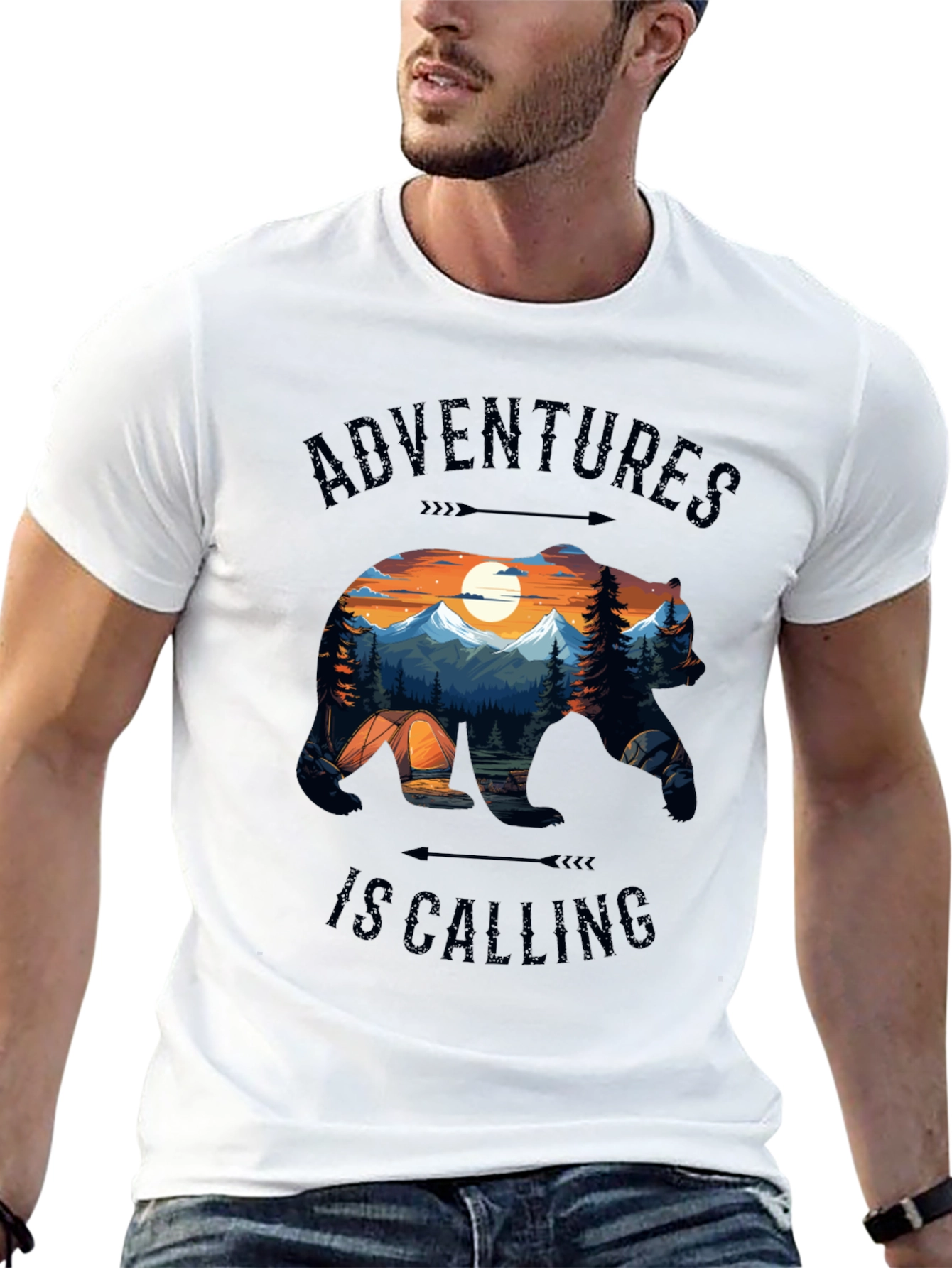 Camiseta Negra Adventures Is Calling Estilo Naturaleza