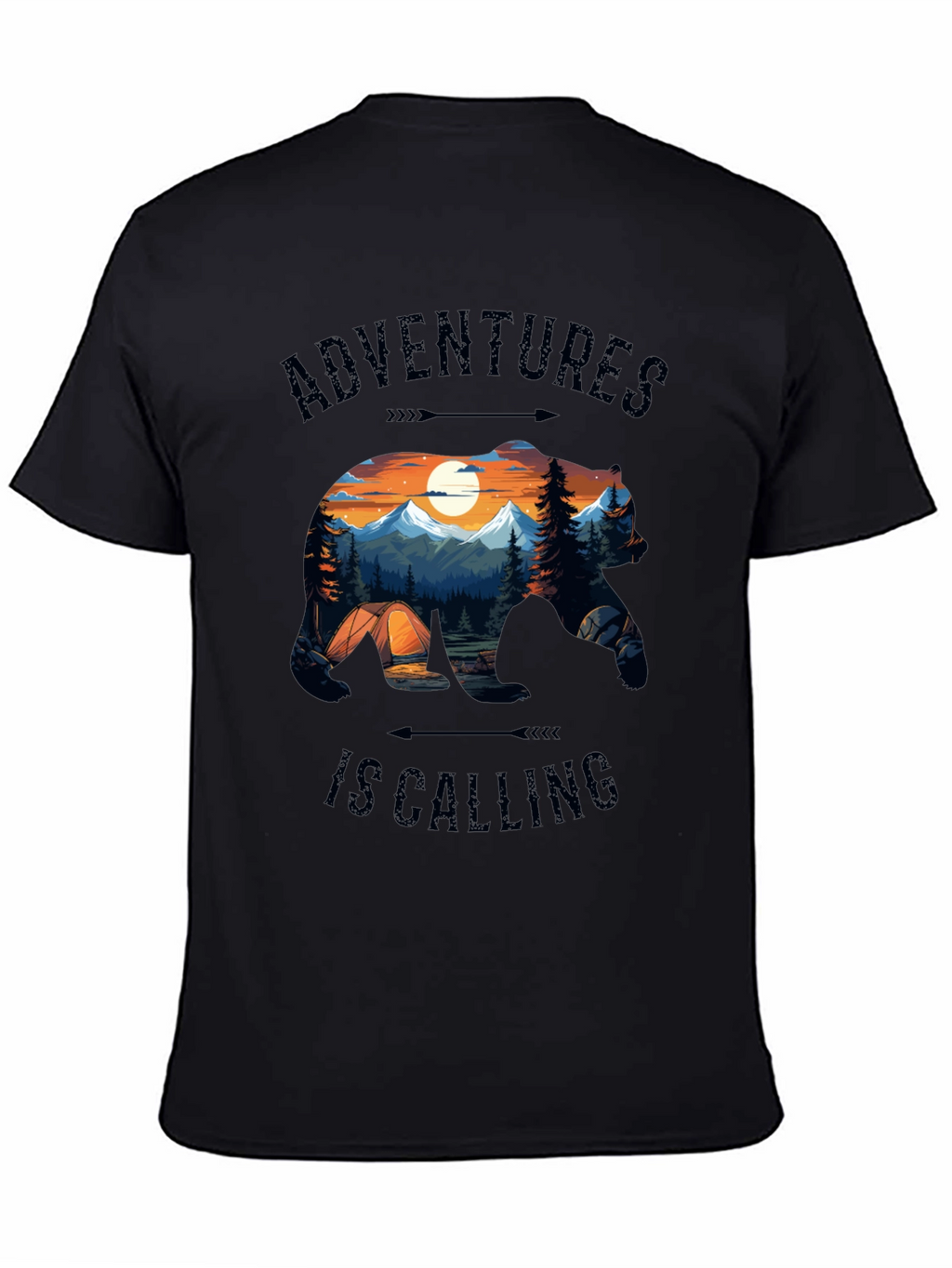 Camiseta Negra Adventures Is Calling Estilo Naturaleza