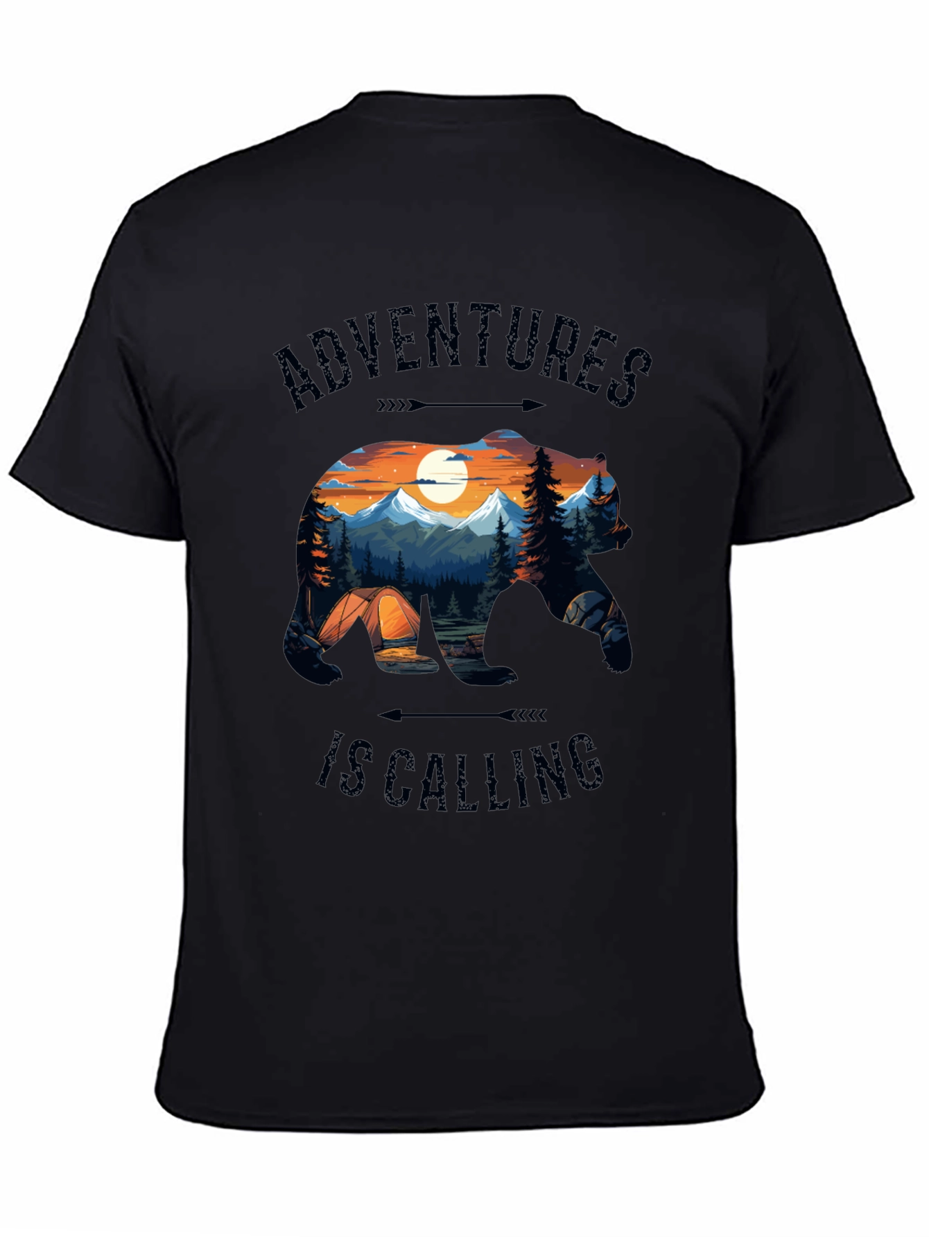 Camiseta Negra Adventures Is Calling Estilo Naturaleza