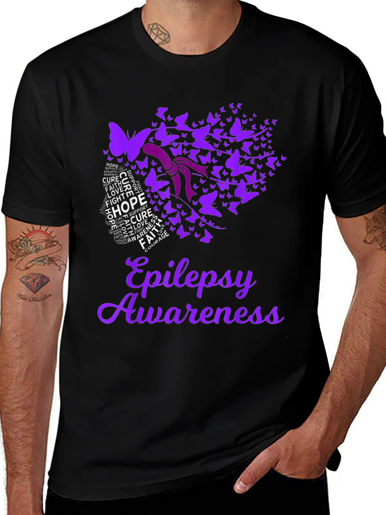 Camiseta Conciencia Epilepsia Diseño Mariposa
