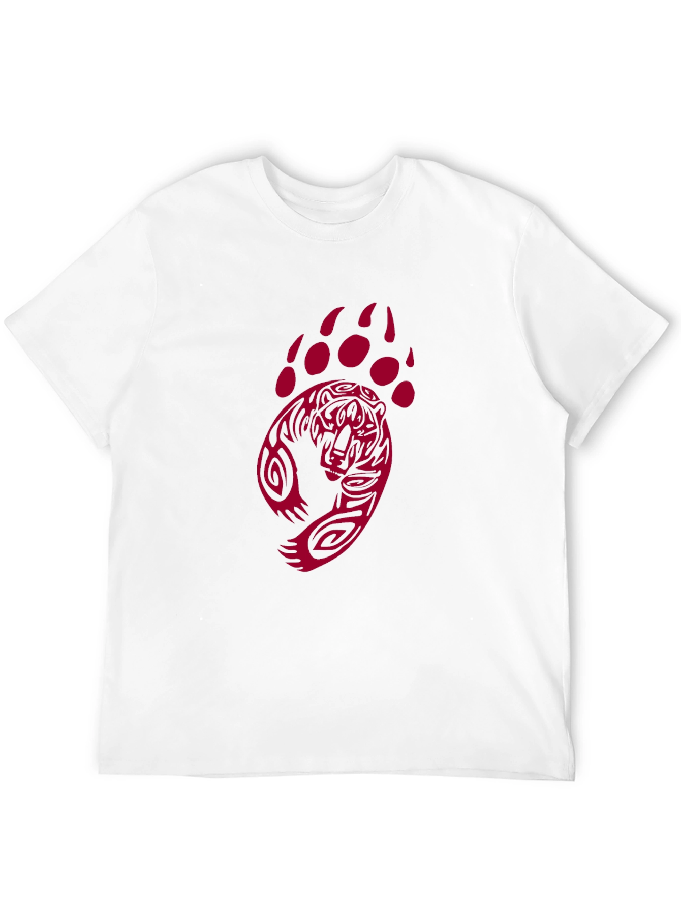 Camiseta Negra con Diseño de Oso Tribal Rojo