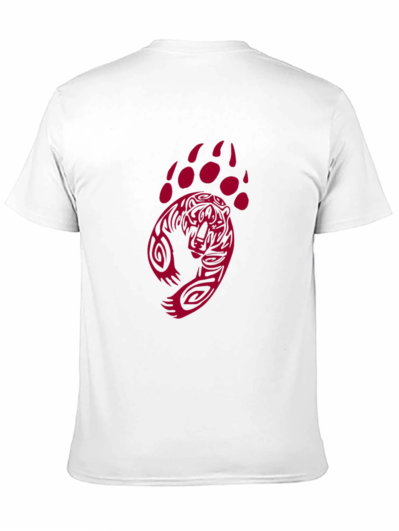 Camiseta Negra con Diseño de Oso Tribal Rojo