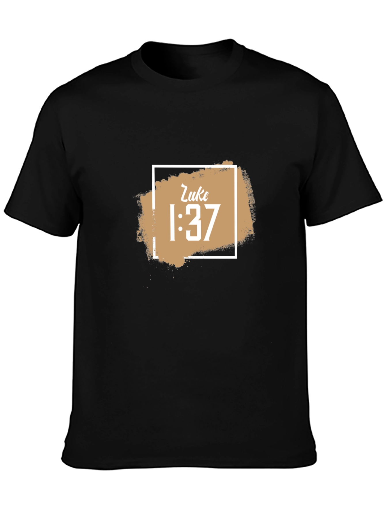 Camiseta Hombre Negra con Diseño Religioso Luke 1:37