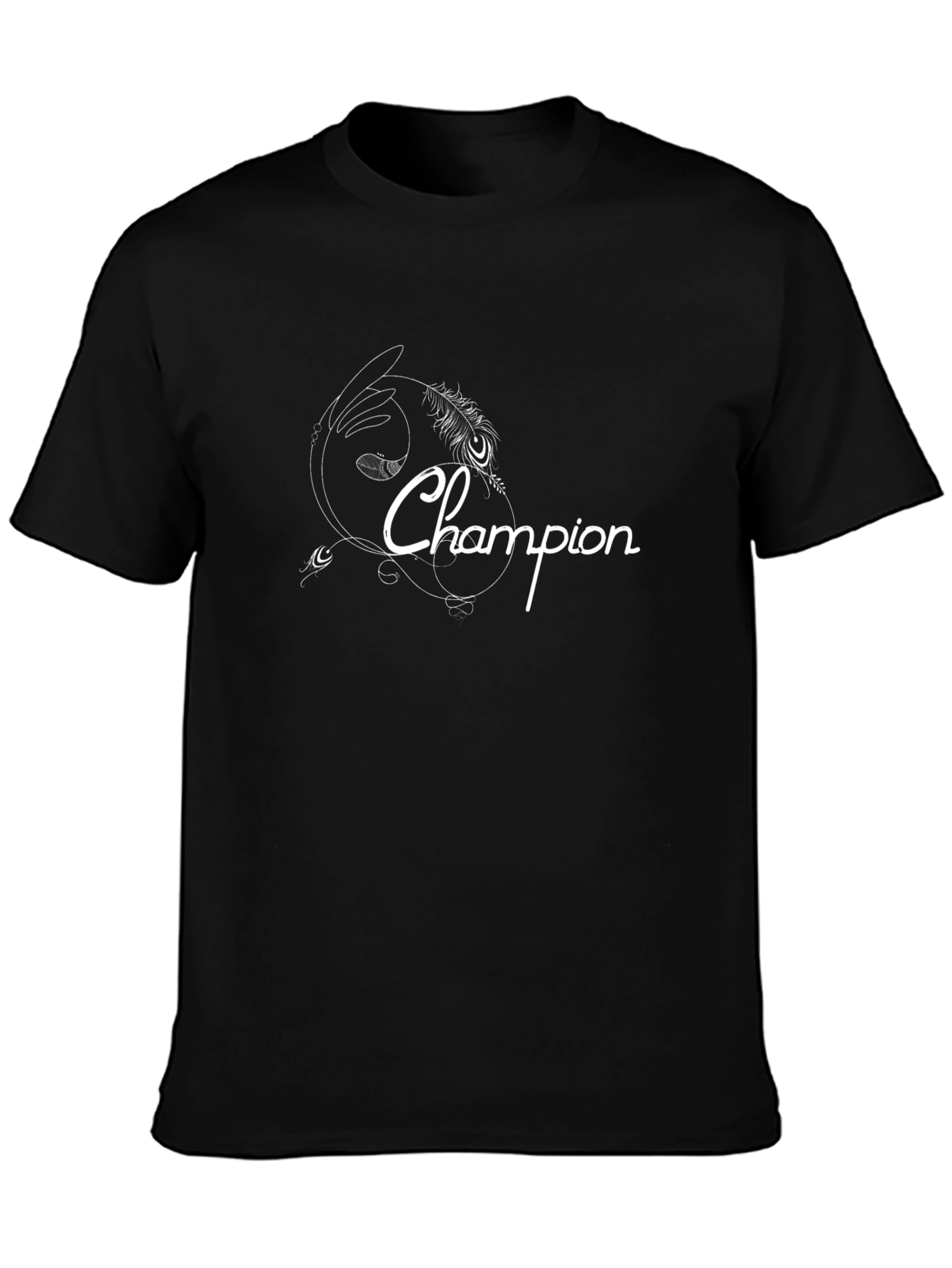 Camiseta Negra Champion Diseño Único Hombre