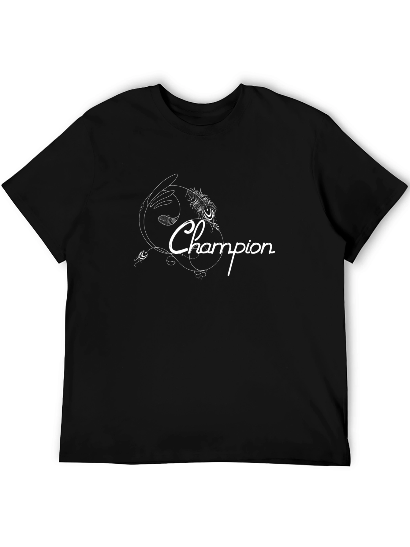 Camiseta Negra Champion Diseño Único Hombre