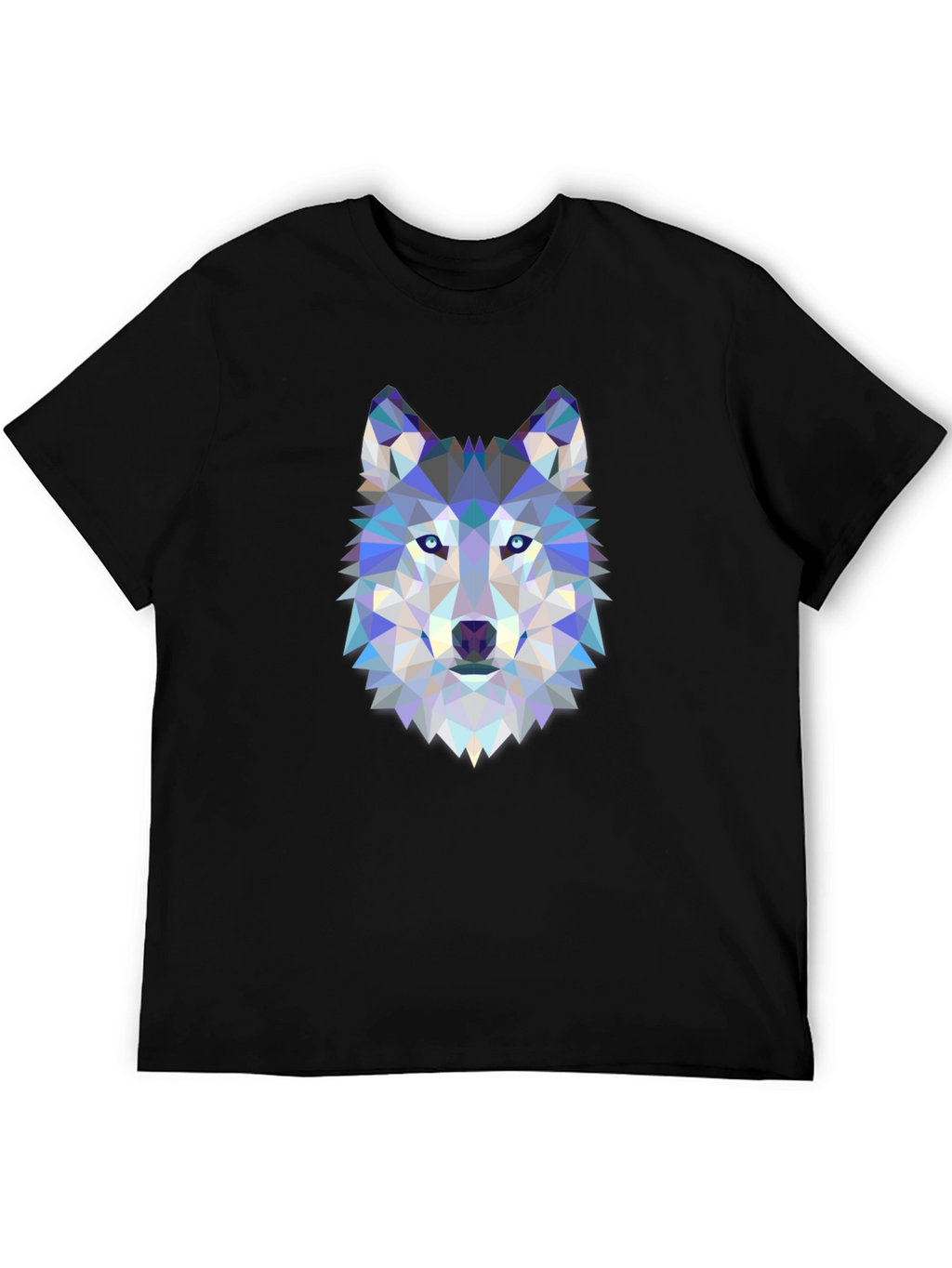 Camiseta Negra con Diseño de Lobo Geométrico