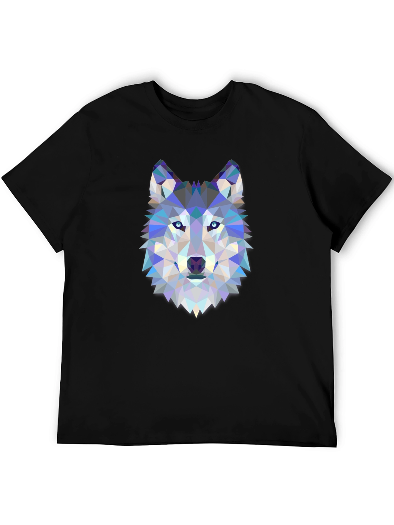 Camiseta Negra con Diseño de Lobo Geométrico
