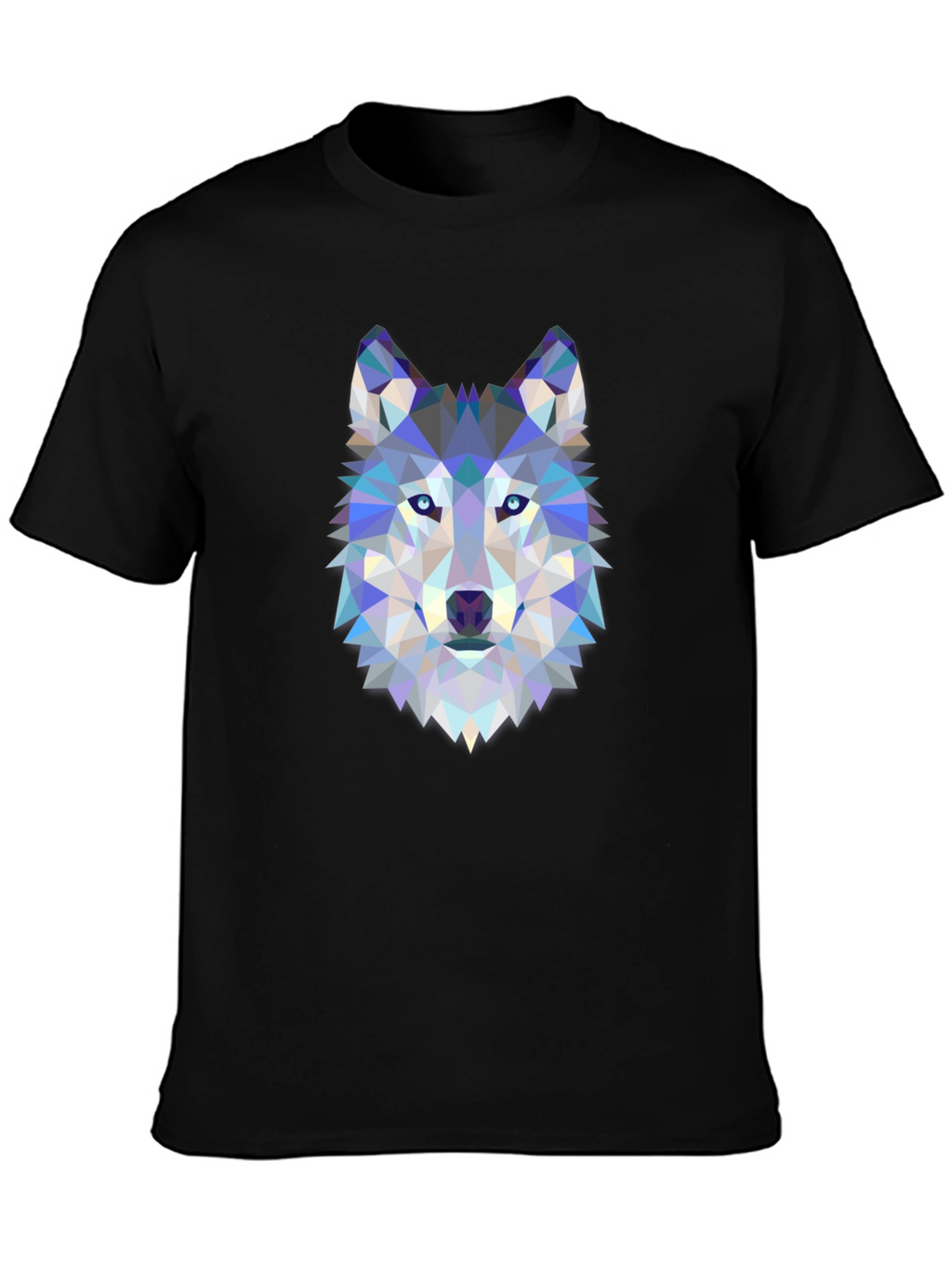 Camiseta Negra con Diseño de Lobo Geométrico
