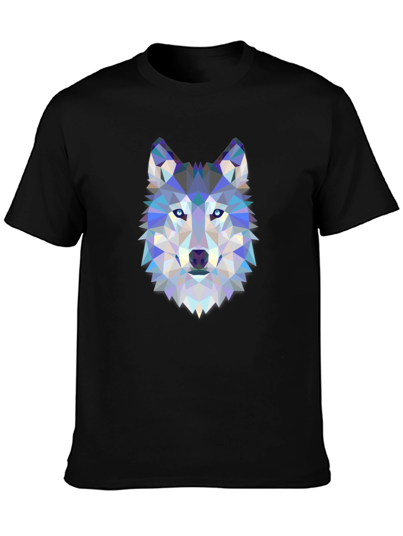 Camiseta Negra con Diseño de Lobo Geométrico