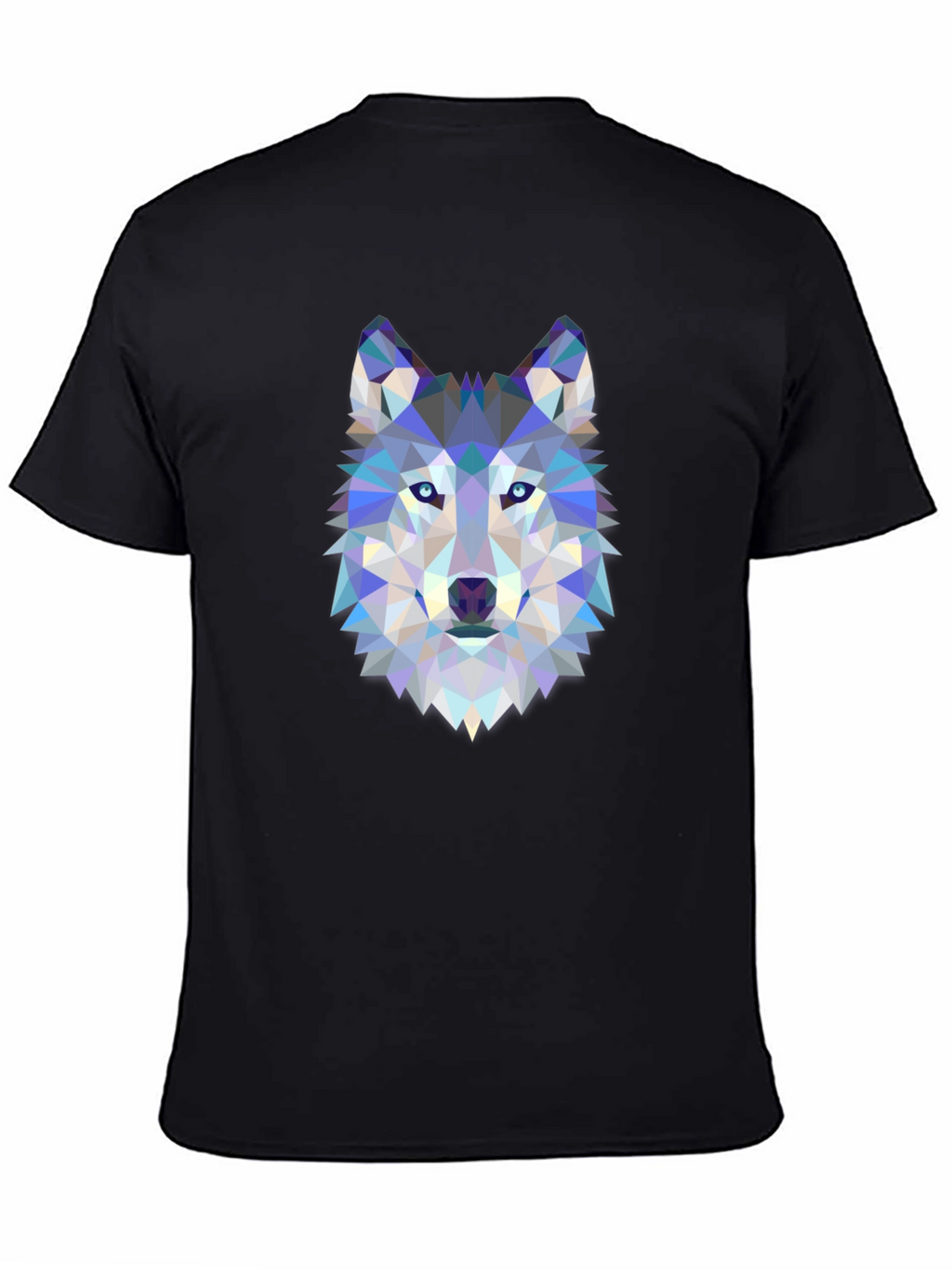 Camiseta Negra con Diseño de Lobo Geométrico
