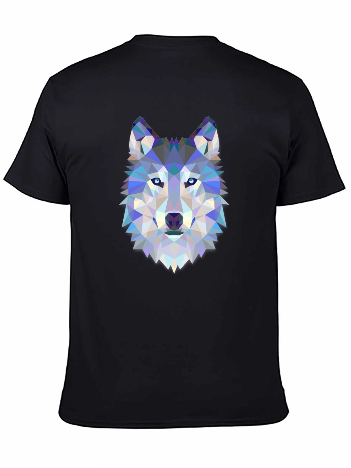 Camiseta Negra con Diseño de Lobo Geométrico